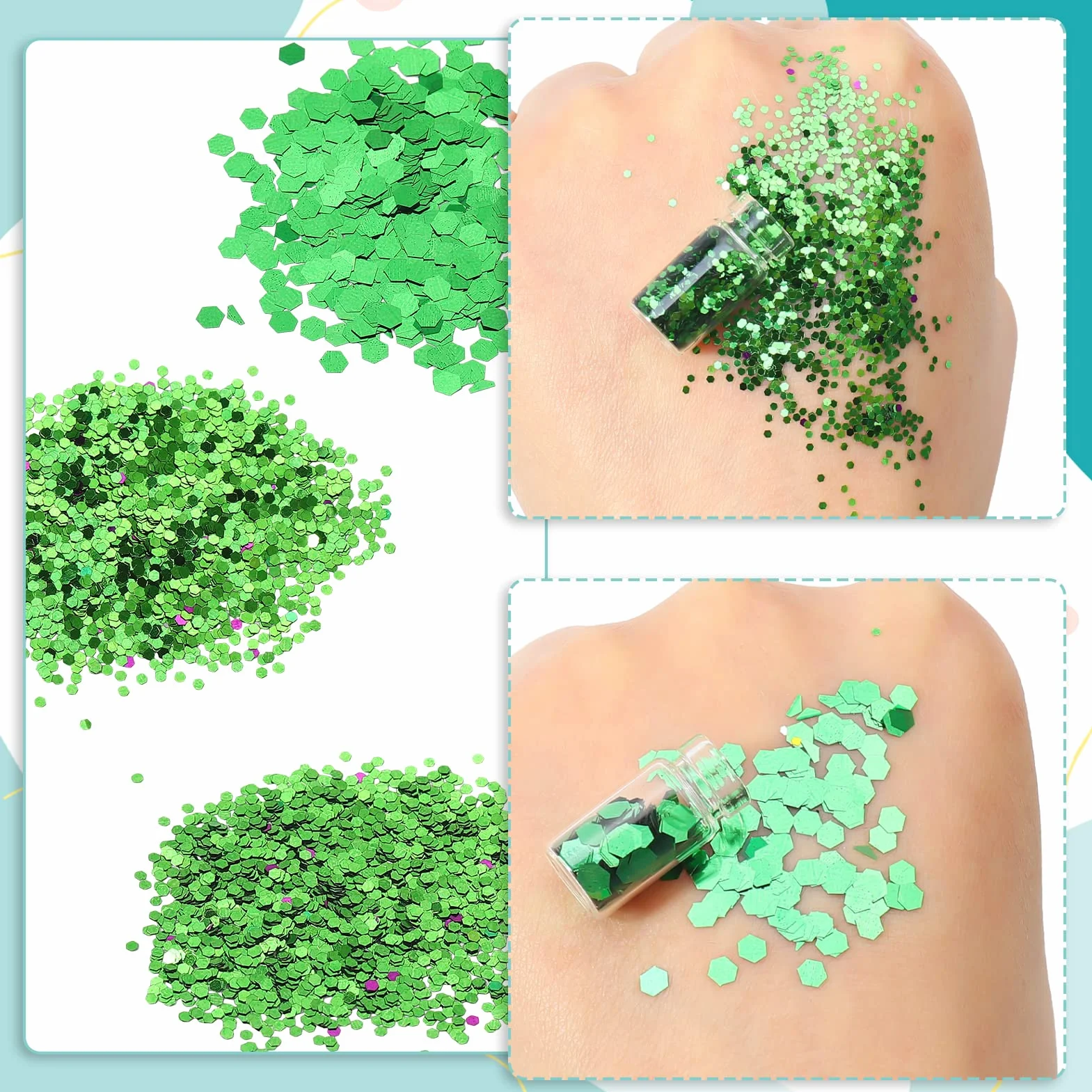 48 Couleurs Paillettes Holographiques Poudre Brillante pour Maquillage Visage Ongles Cheveux Fête DIY