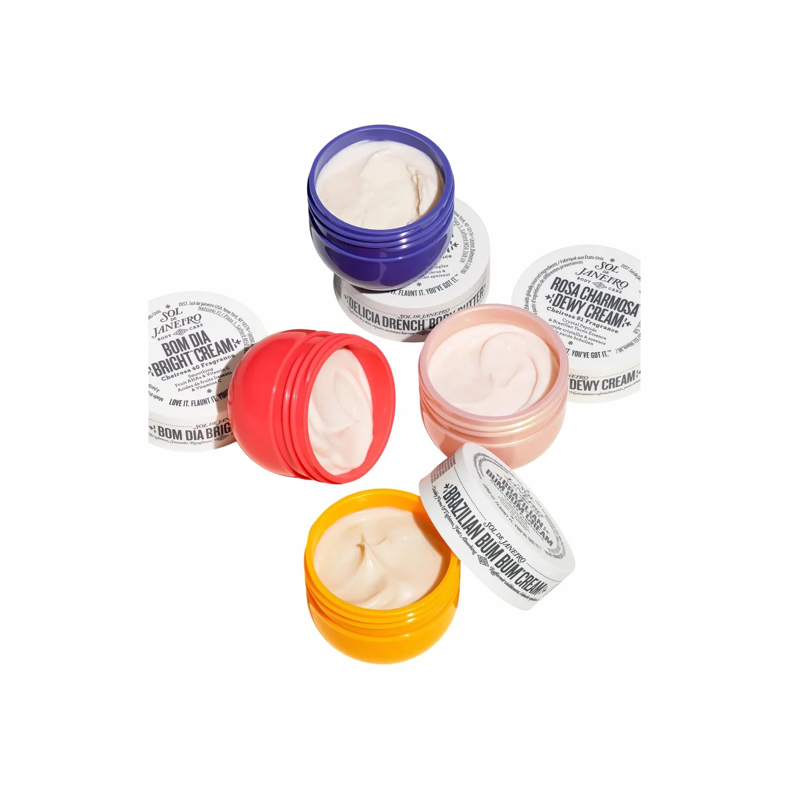 Sol de Janeiro Body Your Way Set de découverte de soins pour le corps, 4 crèmes pour le corps, Crème brésilienne Bum Bum, Bom Dia Bright, Rosa Charmosa Dewy, Beurre corporel Delícia Drench