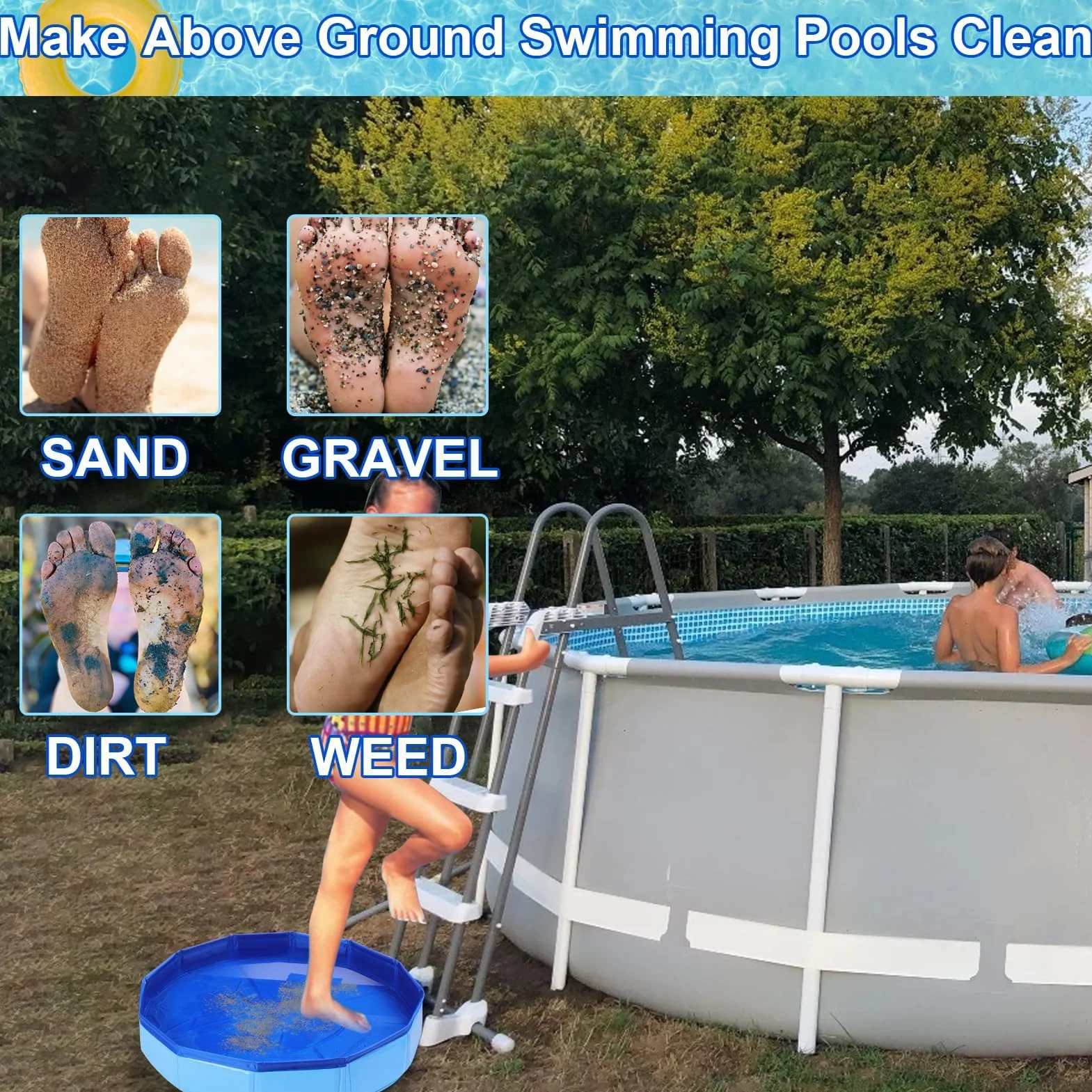 Bassin Pédiluve Pliable pour Piscine, Receveur Bain de Pieds