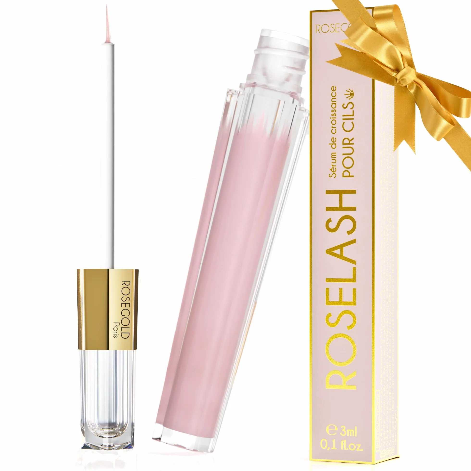 ROSELASH Nouvelle Formule Sérum de Croissance de Pousse Cils plus fournis longs épais - Fabriqué en France - Sans hormone Sans parfum - Vegan | Sérum pour cils pour promouvoir des cils plus longs et plus volumineux, 99 % naturel, sans hormones, sans parfu
