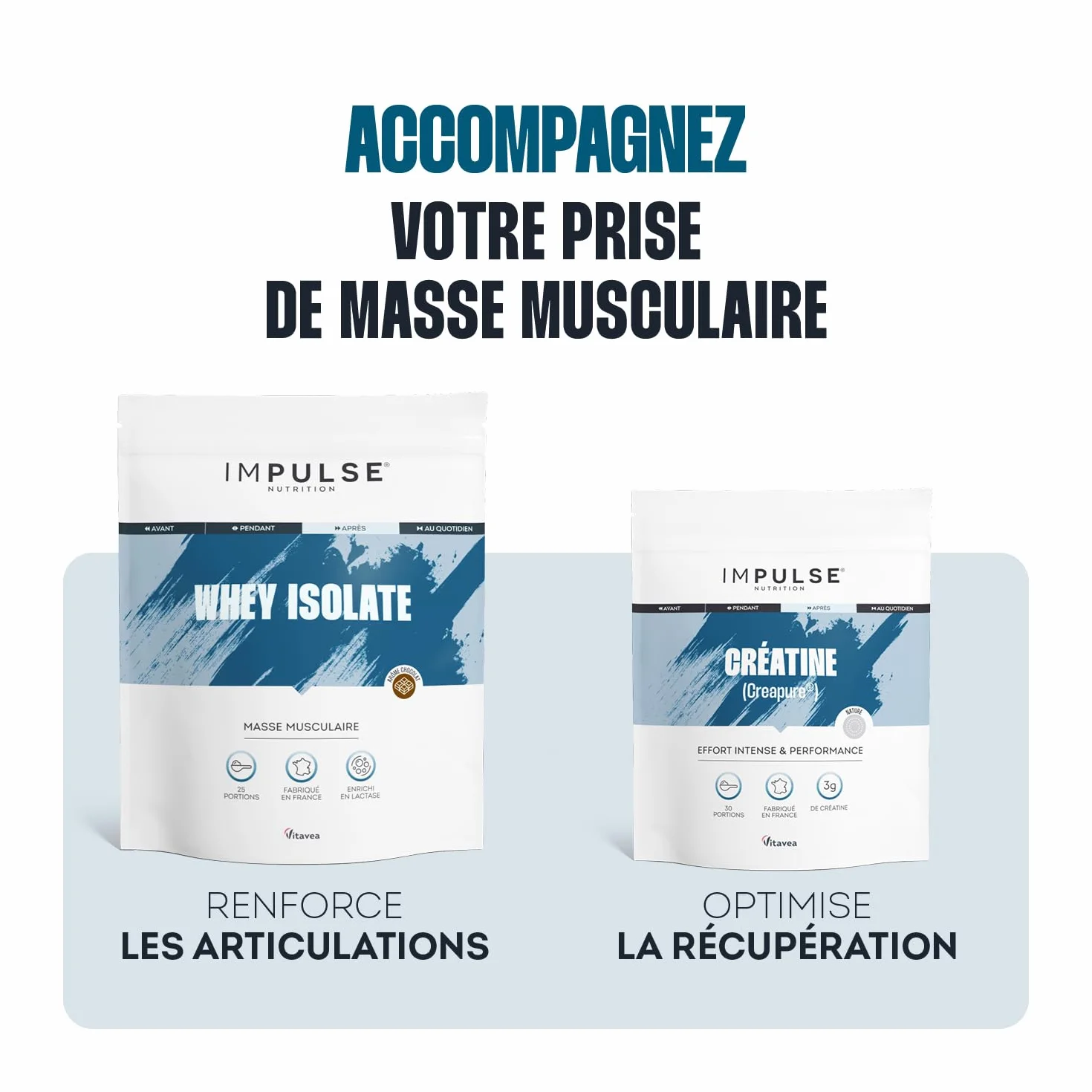 Impulse Nutrition Whey Isolate Chocolat 24g Protéines 750g Fabriqué en France