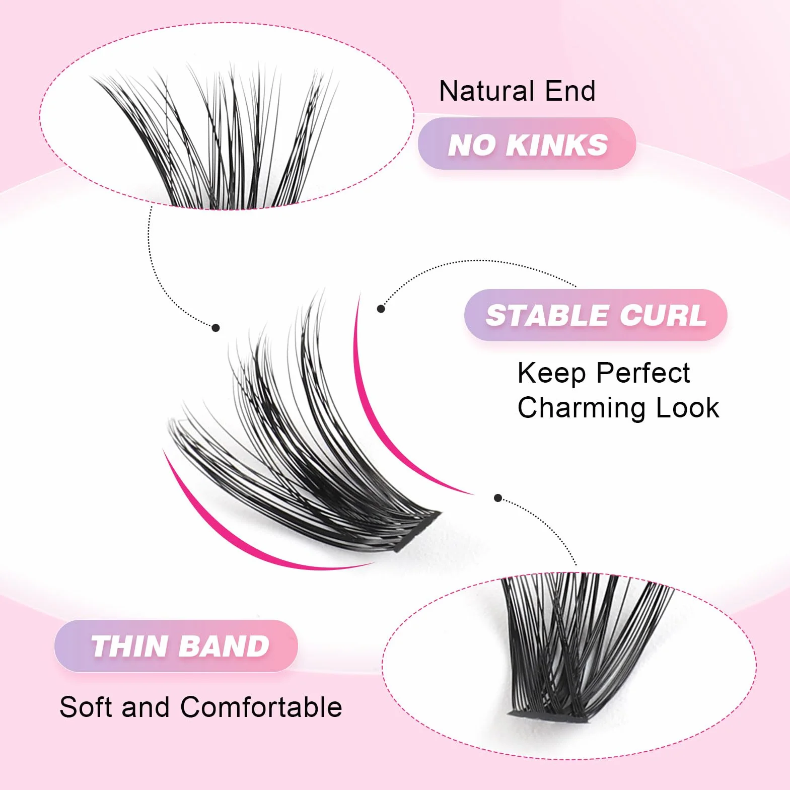 Glowing Win Faux Cils Individuel Kit 60D Extension de Cils Professionnel avec Colle de Cils Bouquet DIY Cluster Lashes