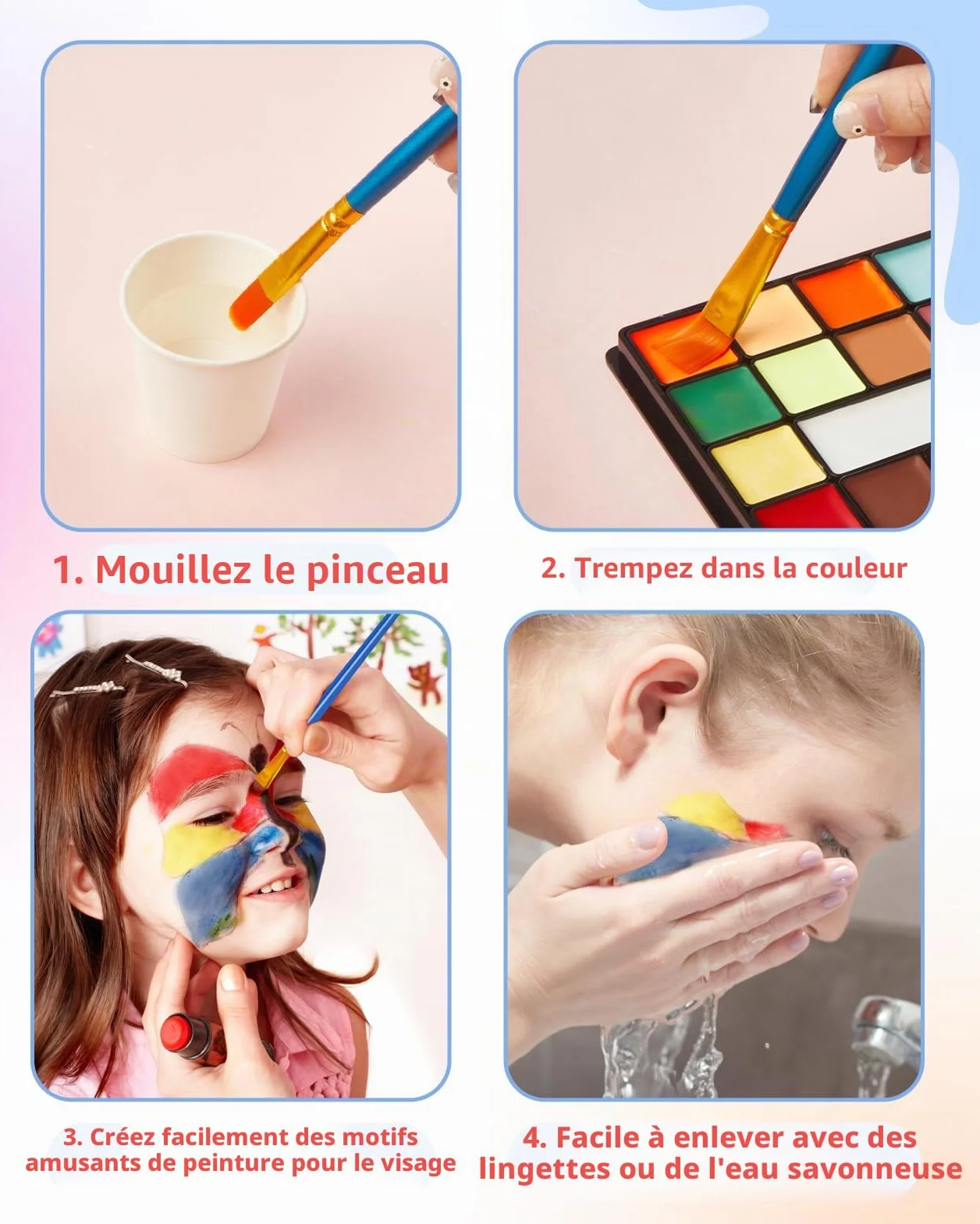 Lictin Peinture Visage 36 Couleurs - Kit de Professionnel Peinture Corporelle Pour la Visage Body Painting Dramatique Effets SpéCiaux Maquillage