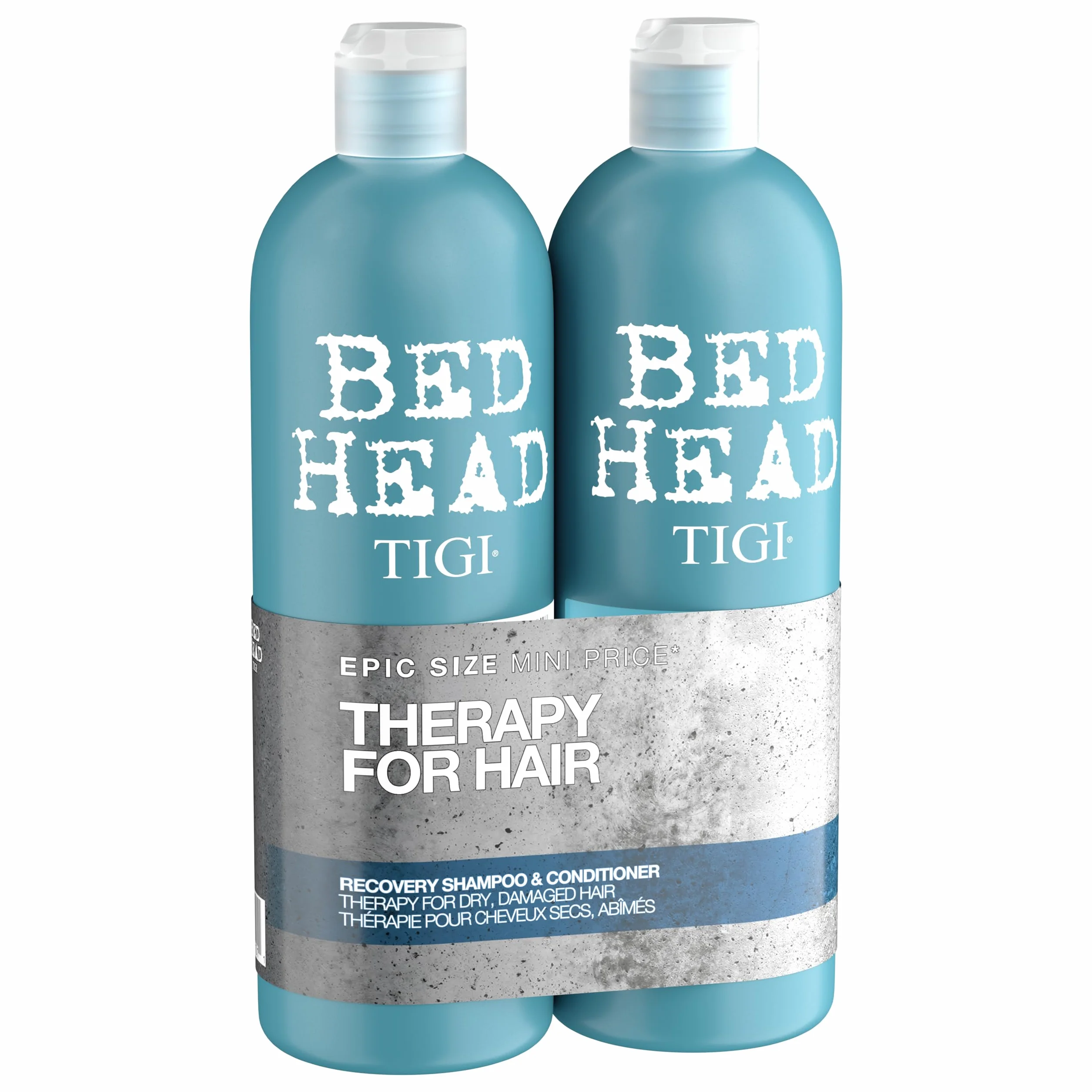 Bed Head by TIGI Recovery Shampoo & Conditioner Set, duo shampoing et après-shampoing hydratant 2 x 750 ml pour cheveux secs et abîmés, soin anti-frisottis et protection couleur