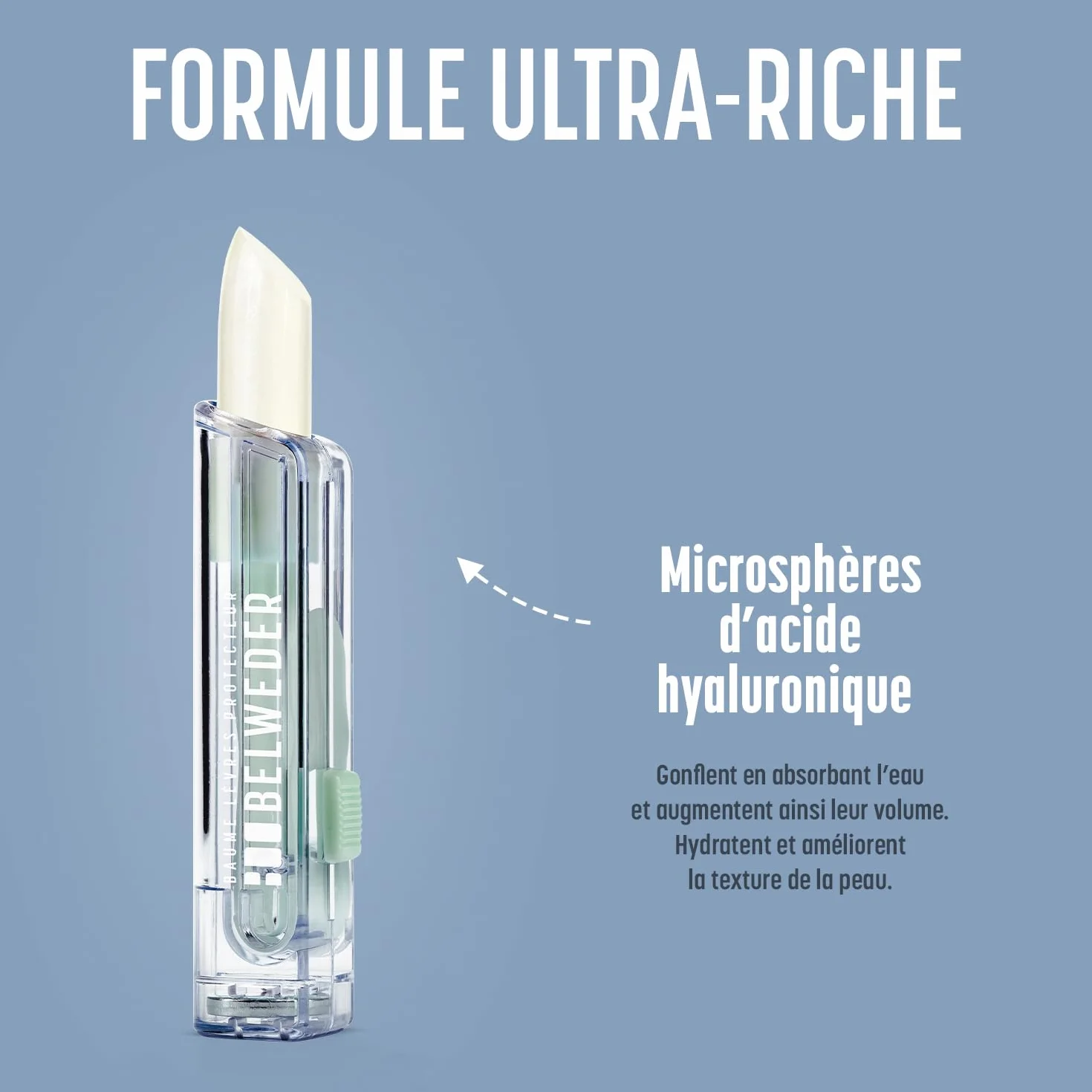 BELWEDER Baume à lèvres à l'acide hyaluronique - Soin hydratation régénération transparent