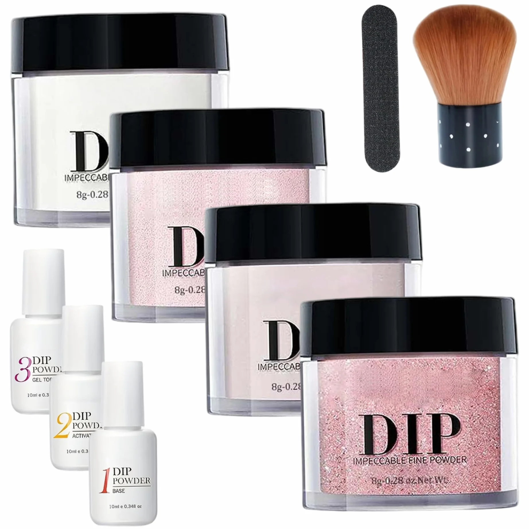 Dip Powder Nail Kit 4 Couleurs Nail Powder Liquid Set Base Top Coat Activateur French Nails Art Manucure Salon DIY