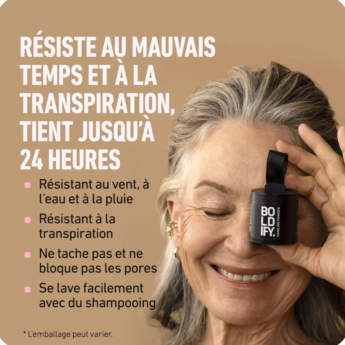 BOLDIFY Poudre de Racine de Cheveux Marron Foncé, Retouche Racines Instantanée, Camoufle Cheveux Gris, 4g
