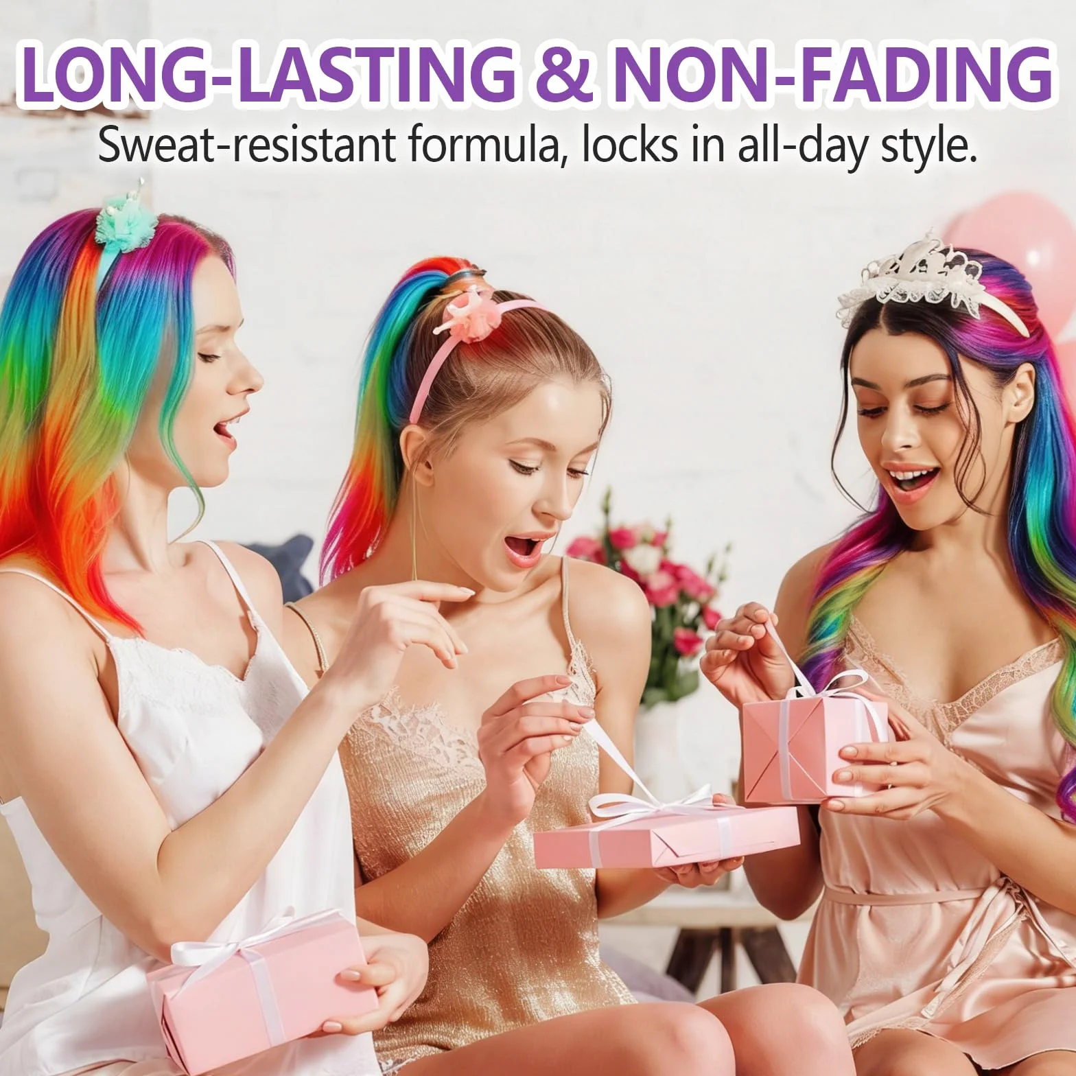 Craie Cheveux Couleur Temporaire 10 Couleurs, Colorant Lavable Facile à Appliquer