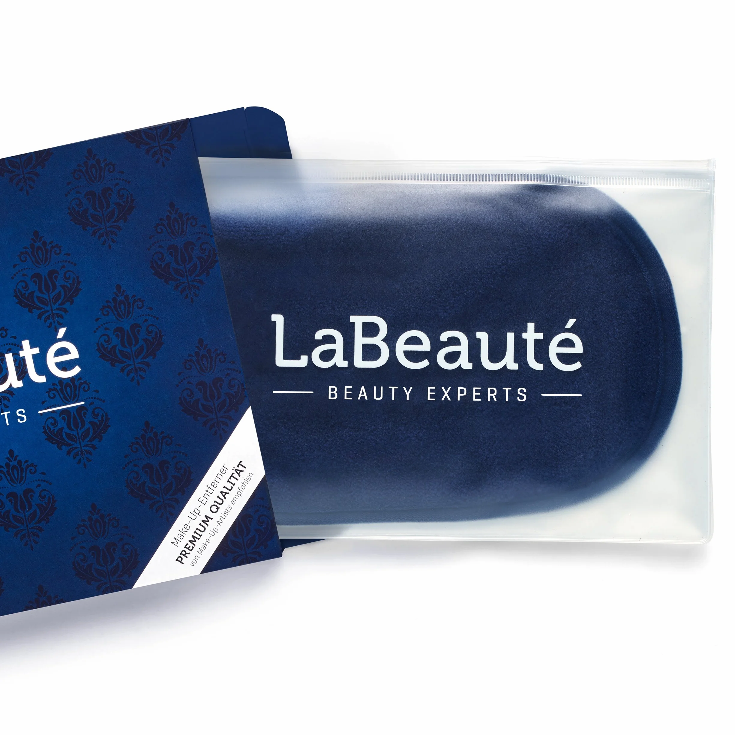 LaBeauté gant de toilette démaquillant lavable réutilisable 20x13 cm bleu marine rose 2 pièces