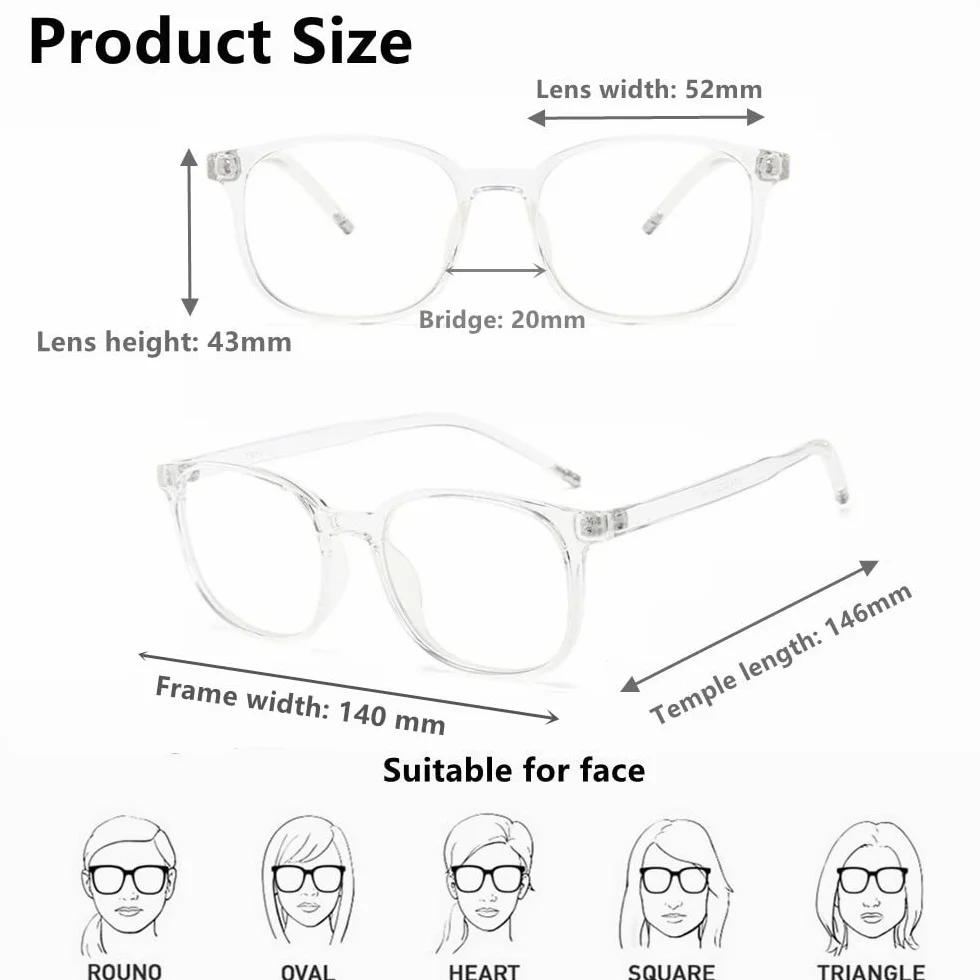 Lunettes Anti Lumière Bleue Gaming Ordinateur Monture TR90 Ultra Légère Verres Transparent Anti Fatigue Filtre UV400 Anti-rayonnement Homme Femme
