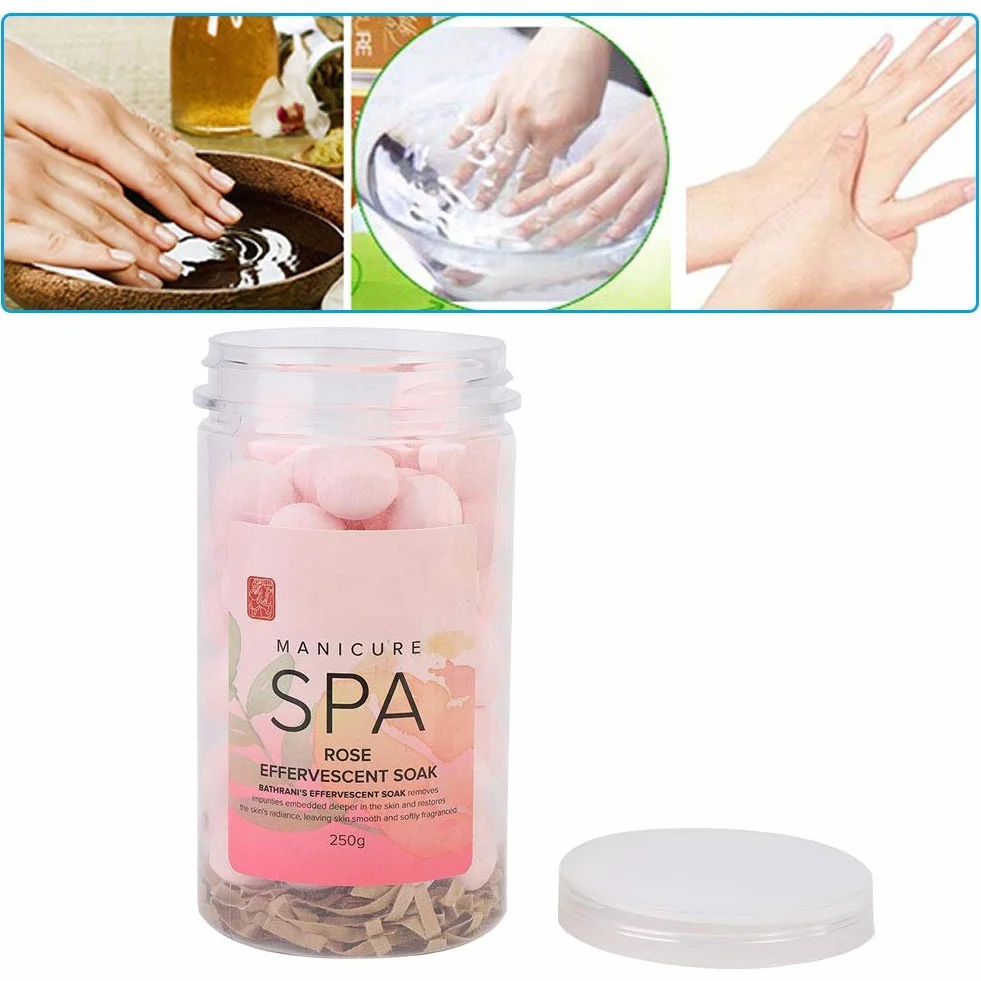 Balle absorbante effervescente manucure SPA pour enlever cuticules et peau morte hydratante rose