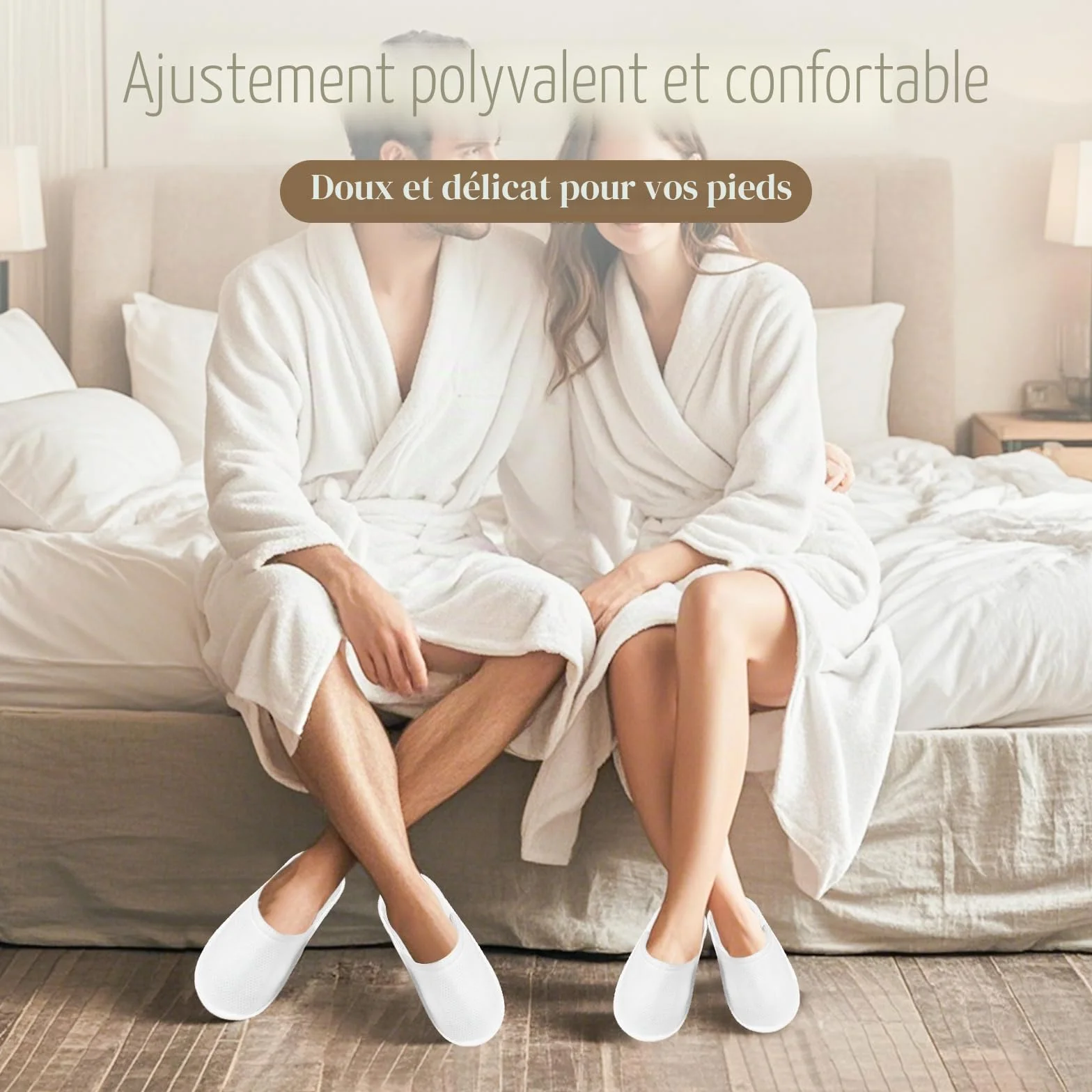 10 Paires de Chausson Hotel Amélioré et Epaissi Jetable Femmes Hommes Spa Lavable Pantoufles d'Invité Confortables Doux Antidérapants