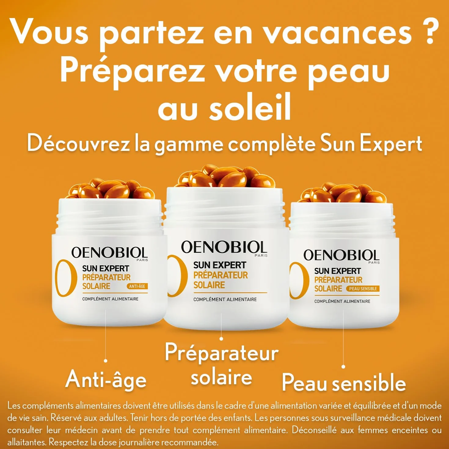 OENOBIOL SUN EXPERT Préparateur Solaire 30 capsules Protection cellulaire renforcée Hâle intense