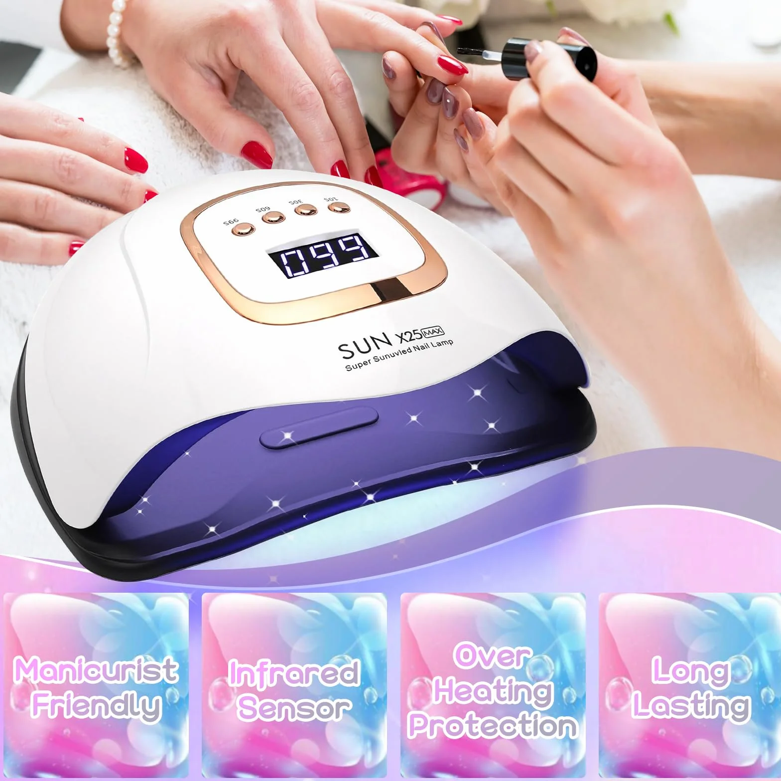 380W Lampe UV Ongles Gel avec 81 Perles, 4 RéGlages De Minuterie Lampe Uv Ongles Semi Permanent Avec LCD Ecran, Capteur Automatique UV Lamp Nails pour Maison et Salons de Manucure Professionnels