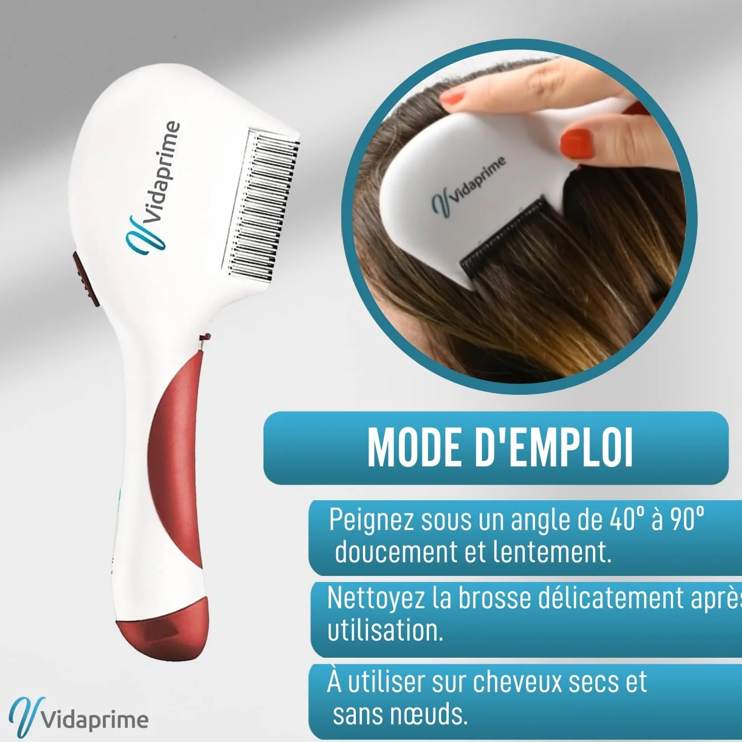 Vidaprime PEIGNE ELECTRIQUE - Peigne Anti Lentes - Efficace - BrosseContre les Poux - Soin Cheveux Optimal