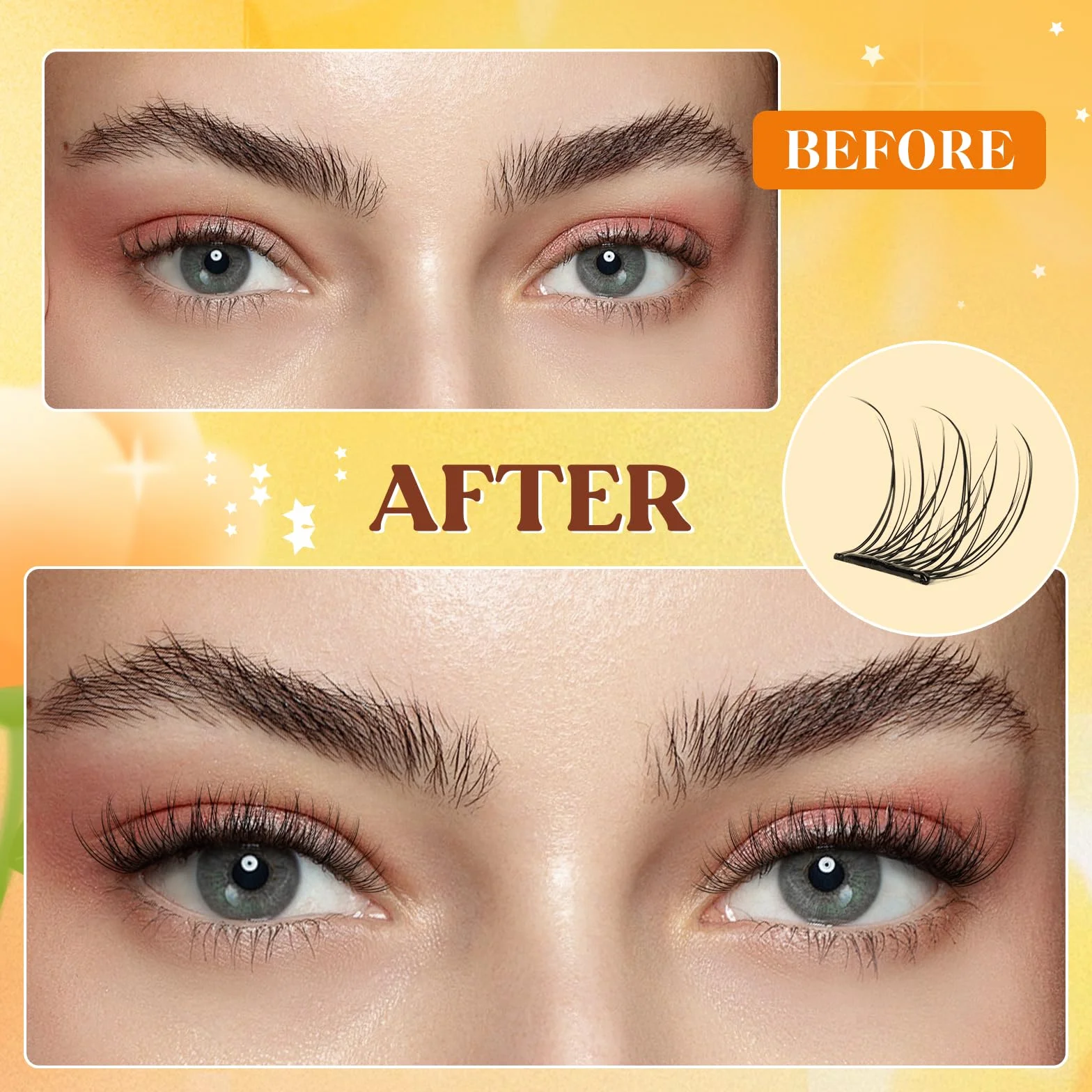 QUEWEL Auto-adhésifs Extension Cils Apparence naturelle, Faux Cils kit réutilisables 60 pièces pour débutants