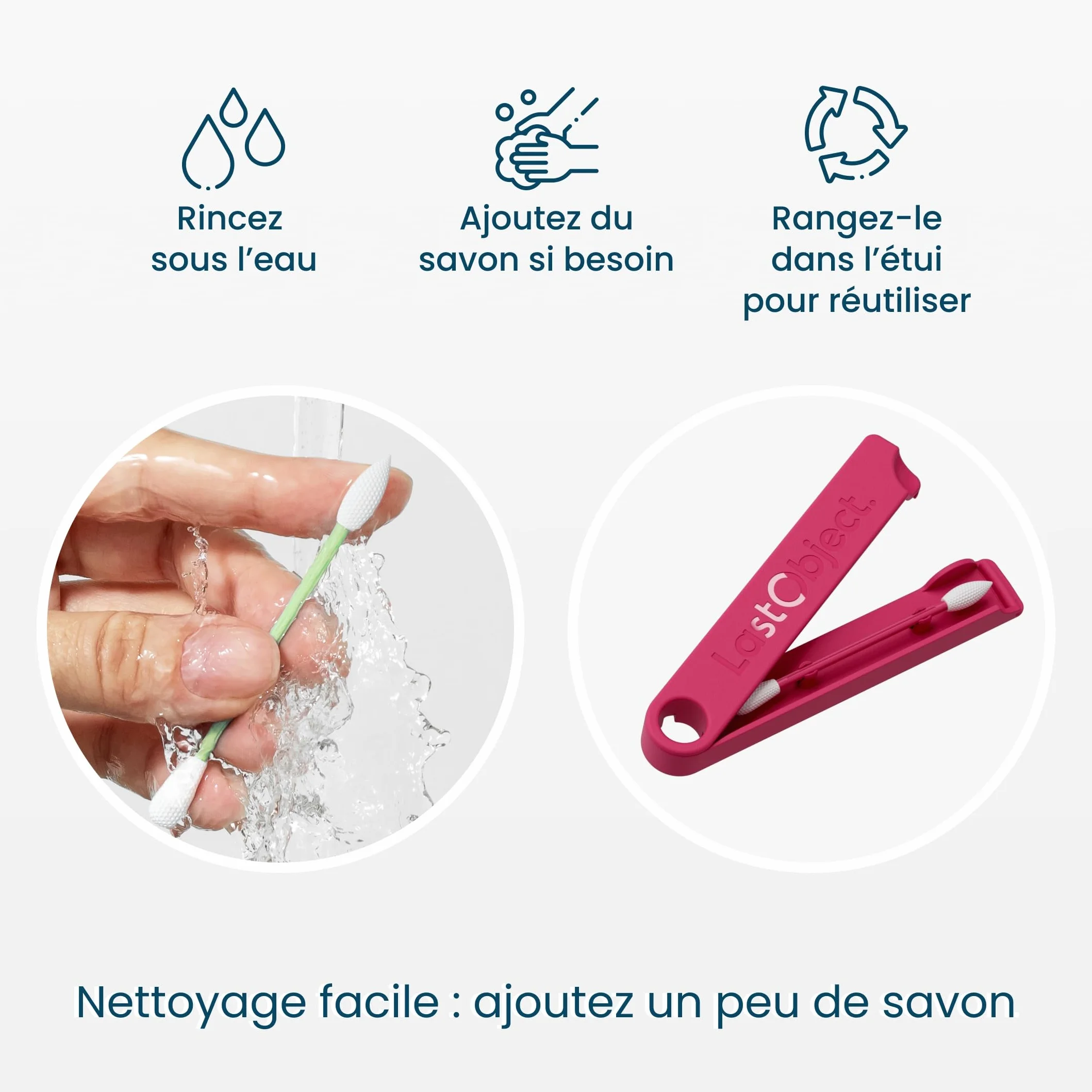 LastSwab® Cotons-tiges réutilisables en silicone pour le maquillage – Précision eyeliner, mascara – Lavables, véganes, zéro déchet – Rouge