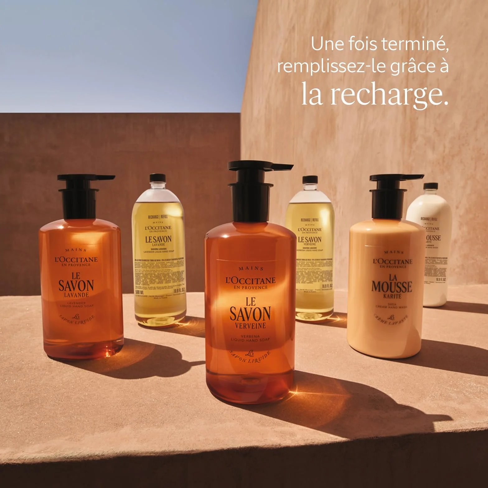 L'OCCITANE - Recharge Savon Liquide Verveine - 500 ml | Tous types de peau - Nettoie en douceur - Notes acidulées et rafraîchissantes - Fabriqué en France