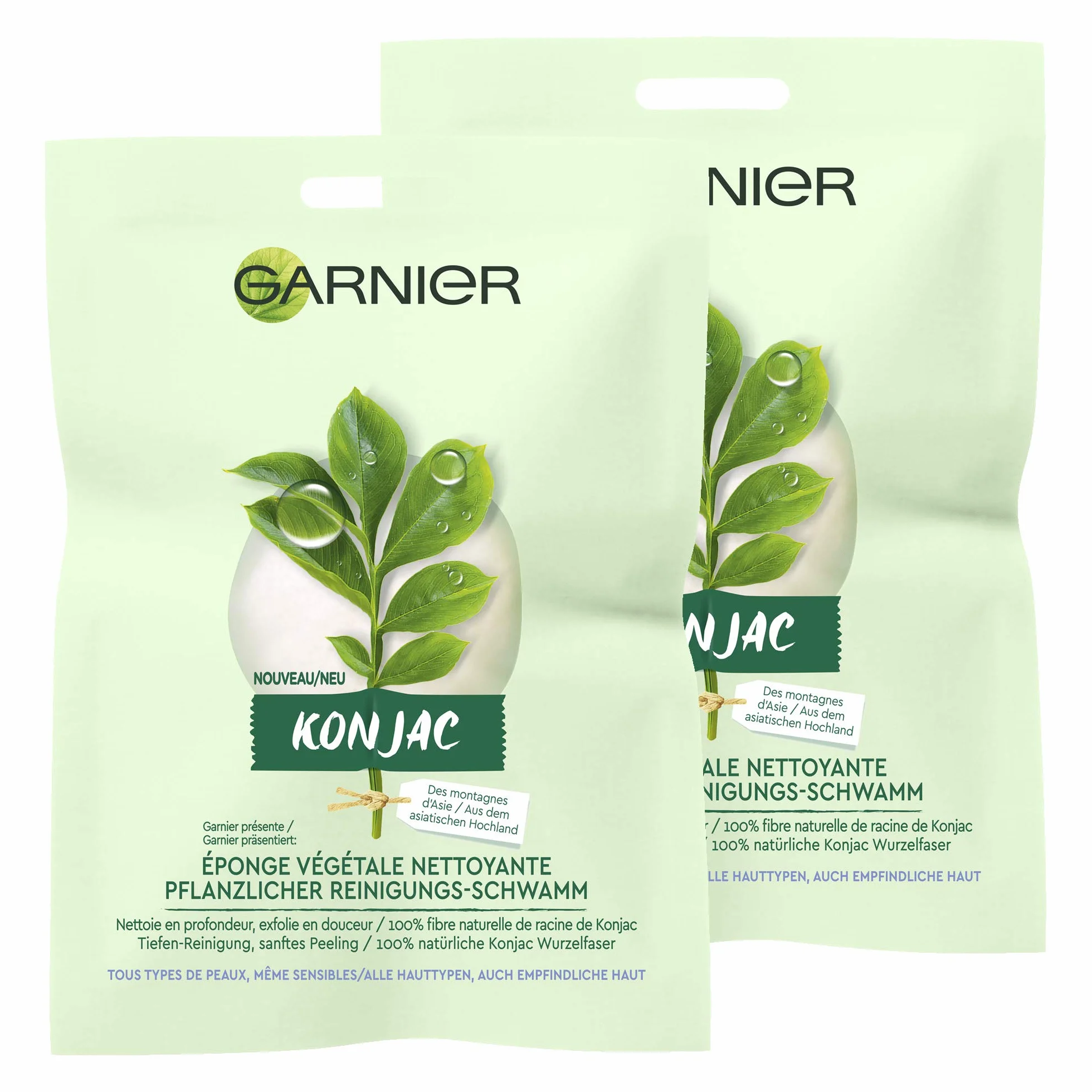 Garnier Bio Éponge Konjac Nettoyante Exfoliante 100% Végétale Lot de 2