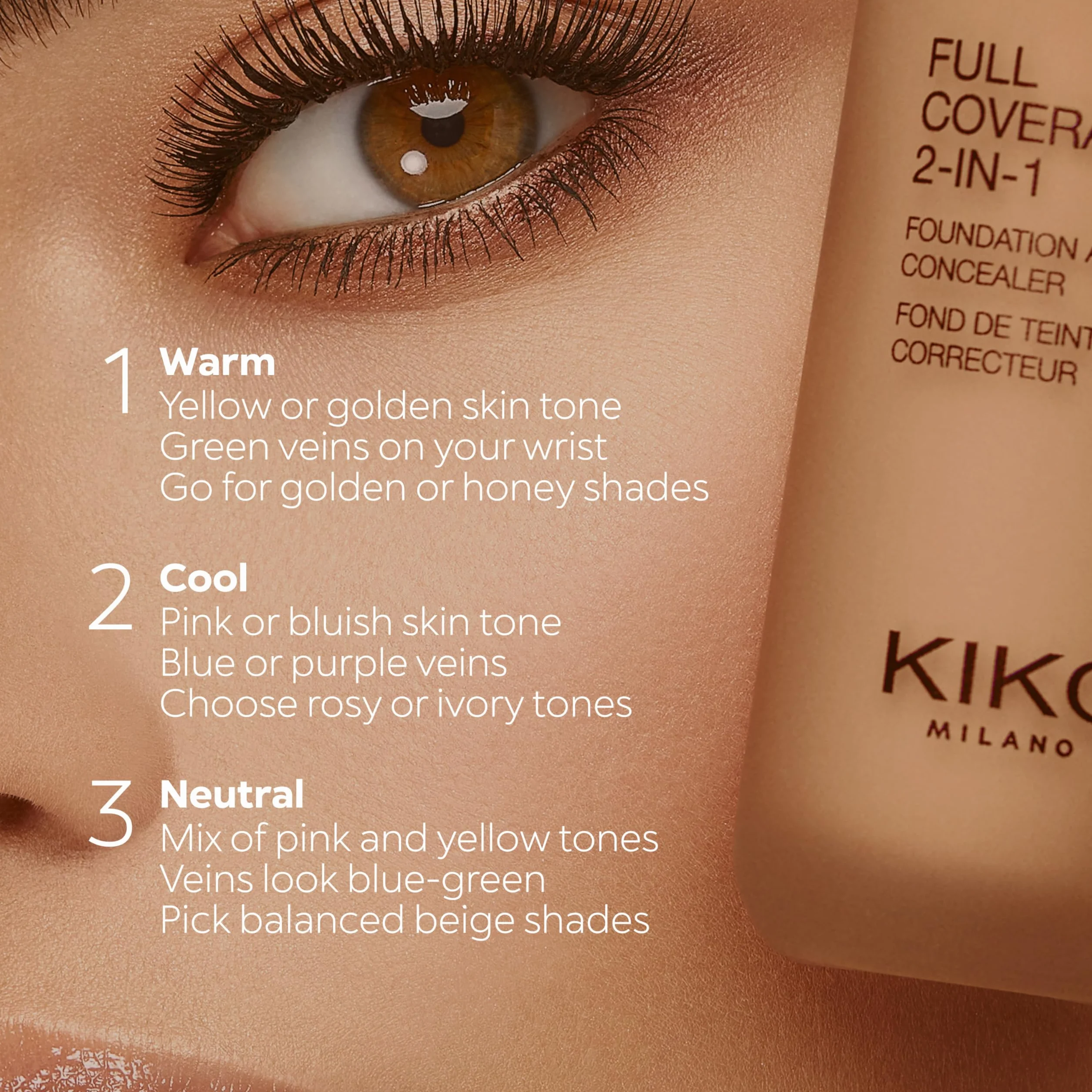 KIKO Milano Full Coverage 2-in-1 Foundation & Concealer 01 - WR 01