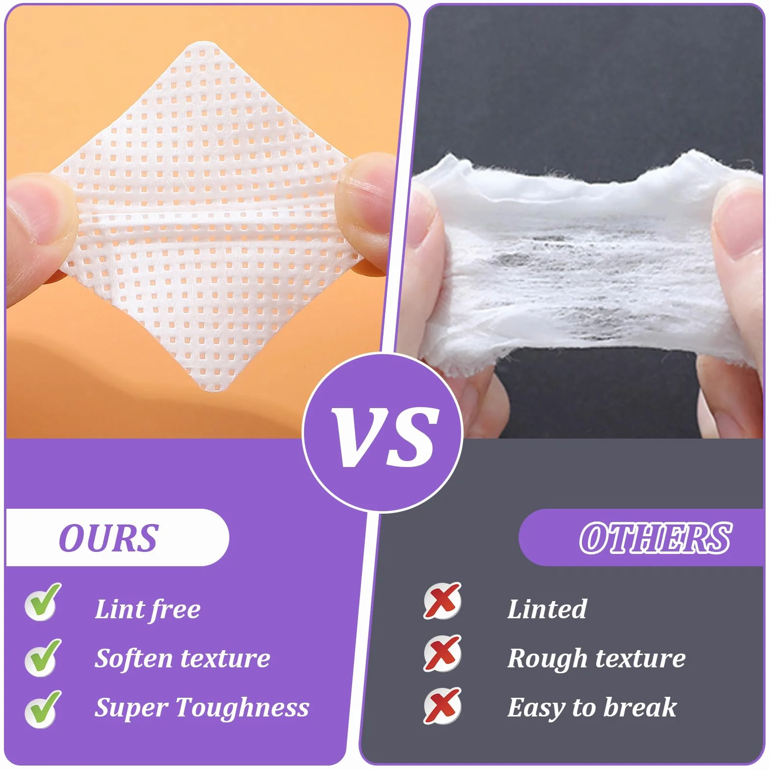 Lot de 1000 cotons en cellulose non pelucheux pour ongles en gel et acrylique