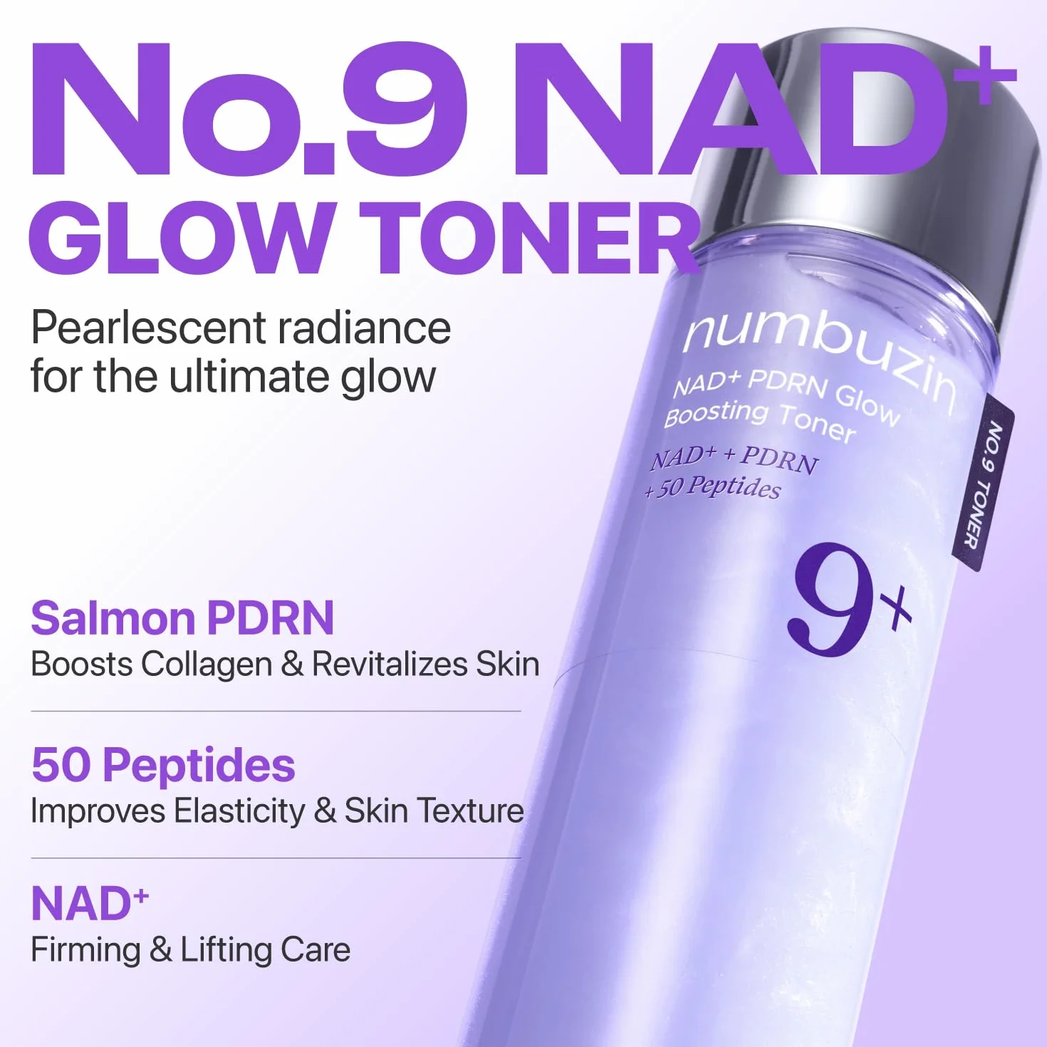 numbuzin No.9 NAD+ Salmon PDRN Glow Boosting Toner 5.07 fl oz Korean Skincare