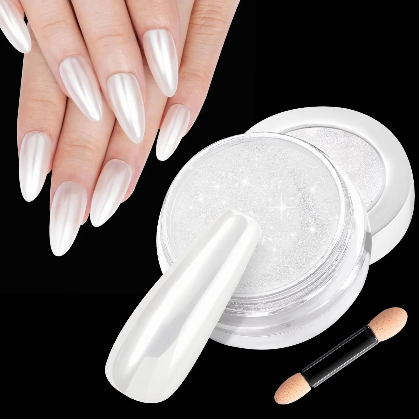 Poudre Chrome Ongle 2g Haute Capacité Blanche Aurora Ice Paillettes Glazed Donut Effet Miroir Manucure DIY
