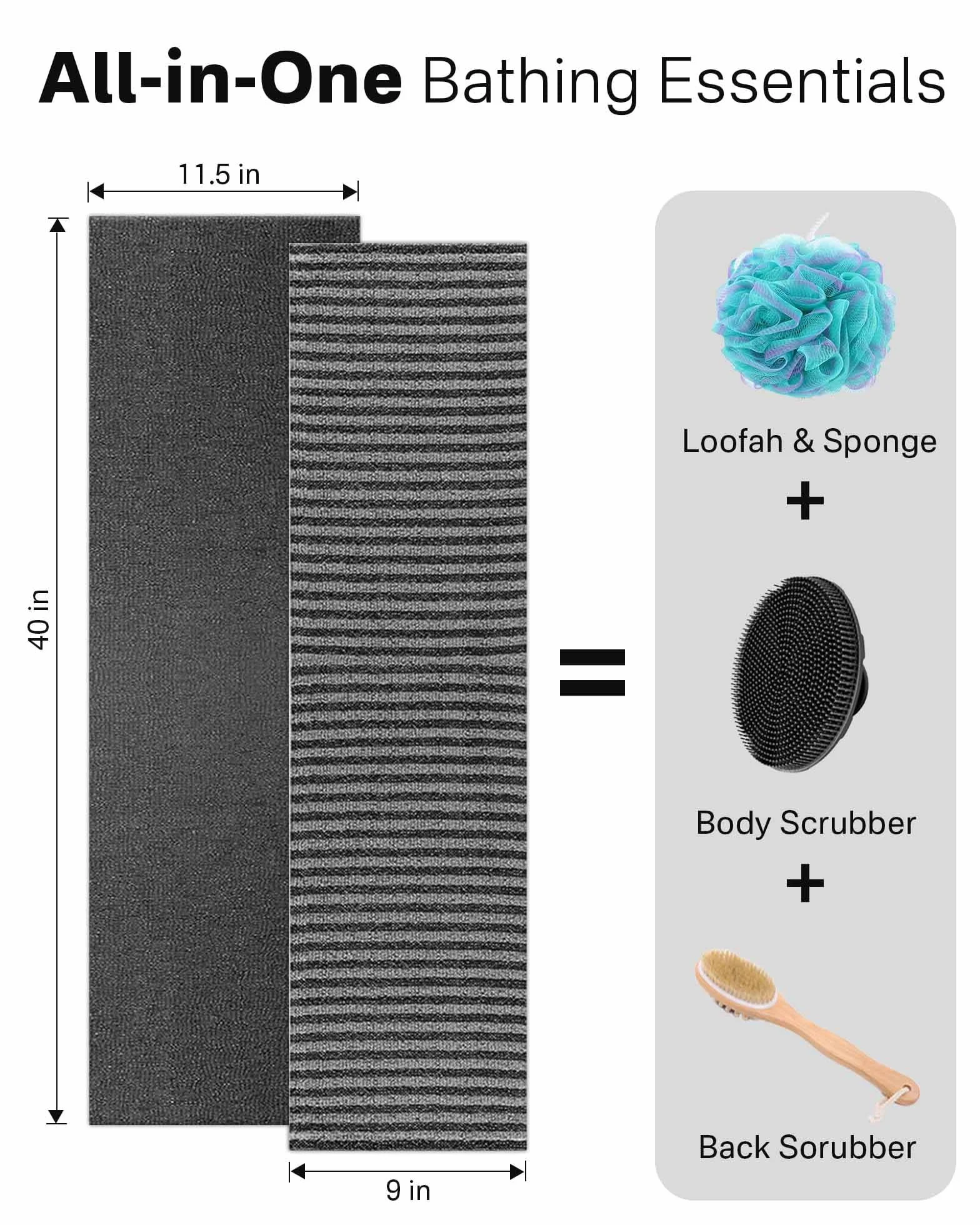 Yiclick Lot de 2 débarbouillettes exfoliantes – Éponge de lavage en luffa pour le corps – Brosse douce pour le dos