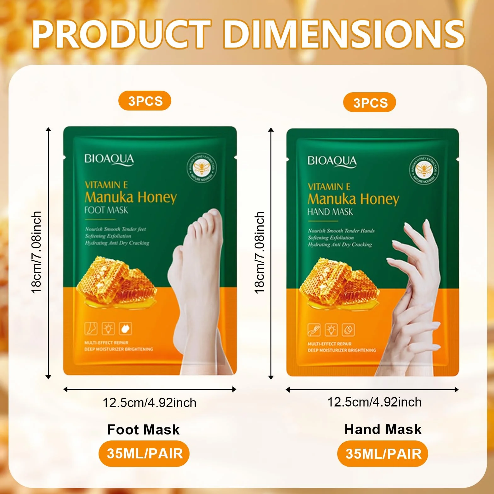 Lot de 6 Masque Main et Masque Pied, Masque Exfoliant Pied, Masque Soin Pied, pour Sèche et Craquelée, Masque Nourrissant