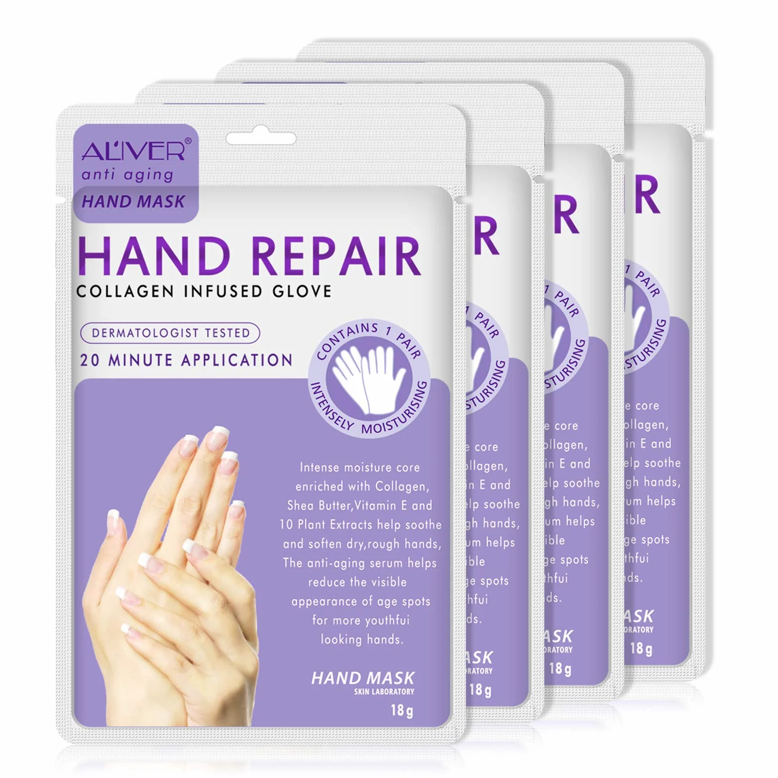 Masque De Main Gants Hydratants Nourrissant Exfoliants Régénérantes pour Mains Sèches 4 Paires