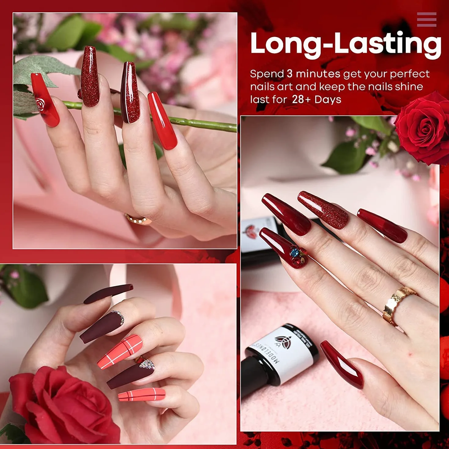 Modelones Vernis à Ongles Semi Permanent 6 Couleurs Soak Off Gel UV avec Boîte Cadeau Nail Art Kit Manucure