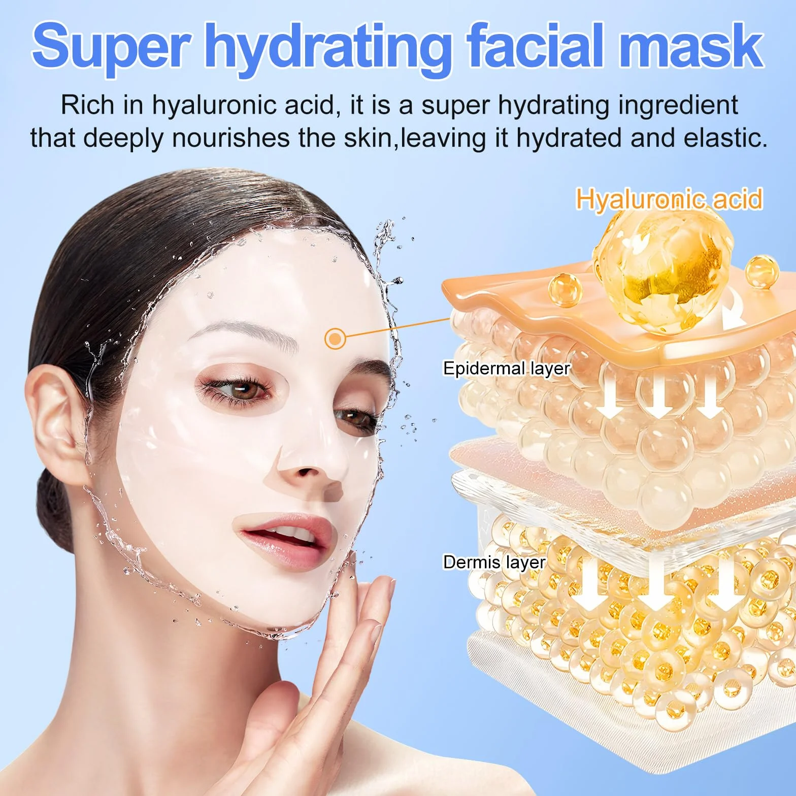 Masque Collagène Lot de 6, Masque de Nuit Hydrogel Hydratant, Rétrécit les Pores, Améliore l'Élasticité