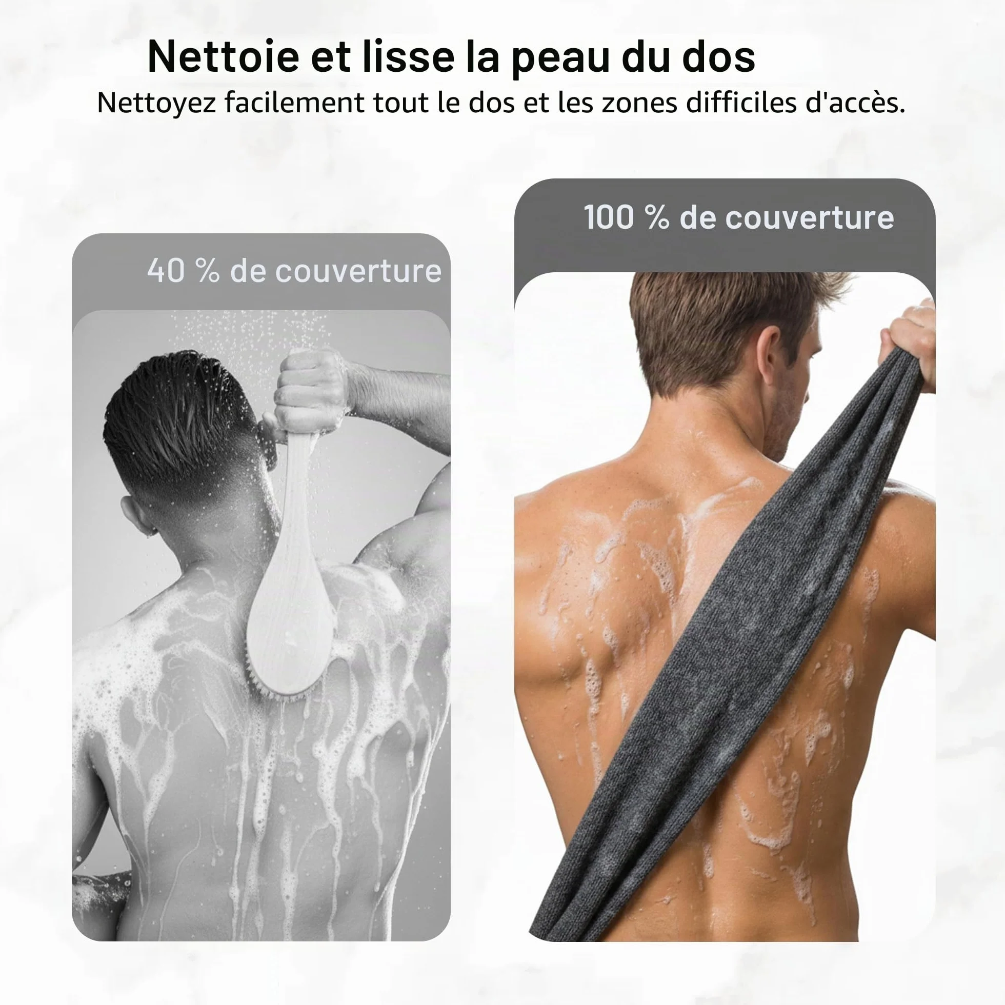 Yiclick Lot de 3 débarbouillettes exfoliantes japonaises coréennes pour le dos douche bain corps éponge africaine luffa