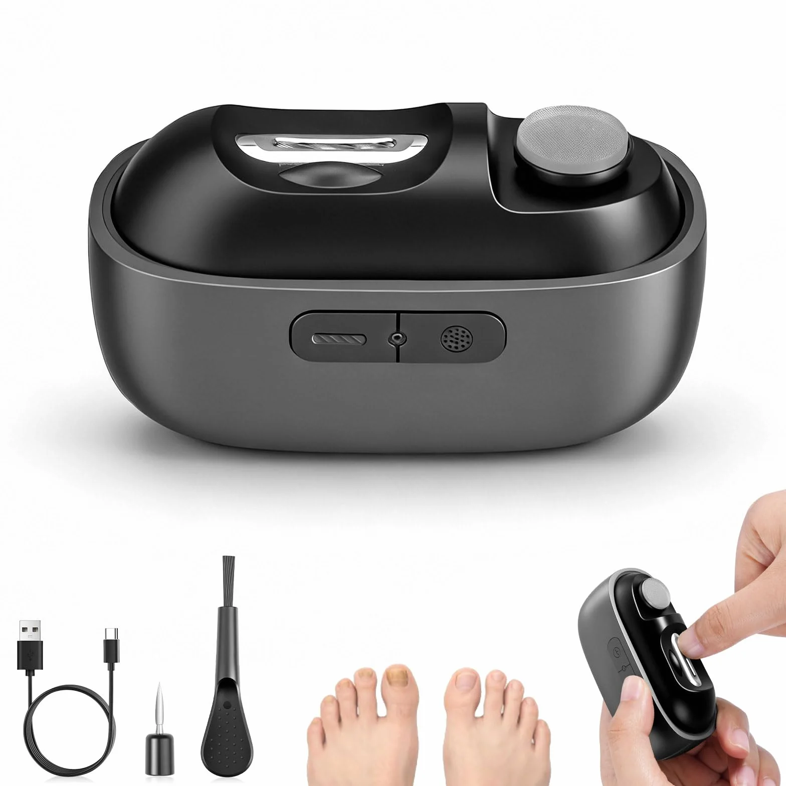 2026 3 en 1 Coupe Ongle Electrique pour Personnes Âgées, Coupe Ongle Rechargeable avec LED pour Ongles Durs/Épais, Silencieux et Sans Douleur, Sicher für Alle Altersgruppen