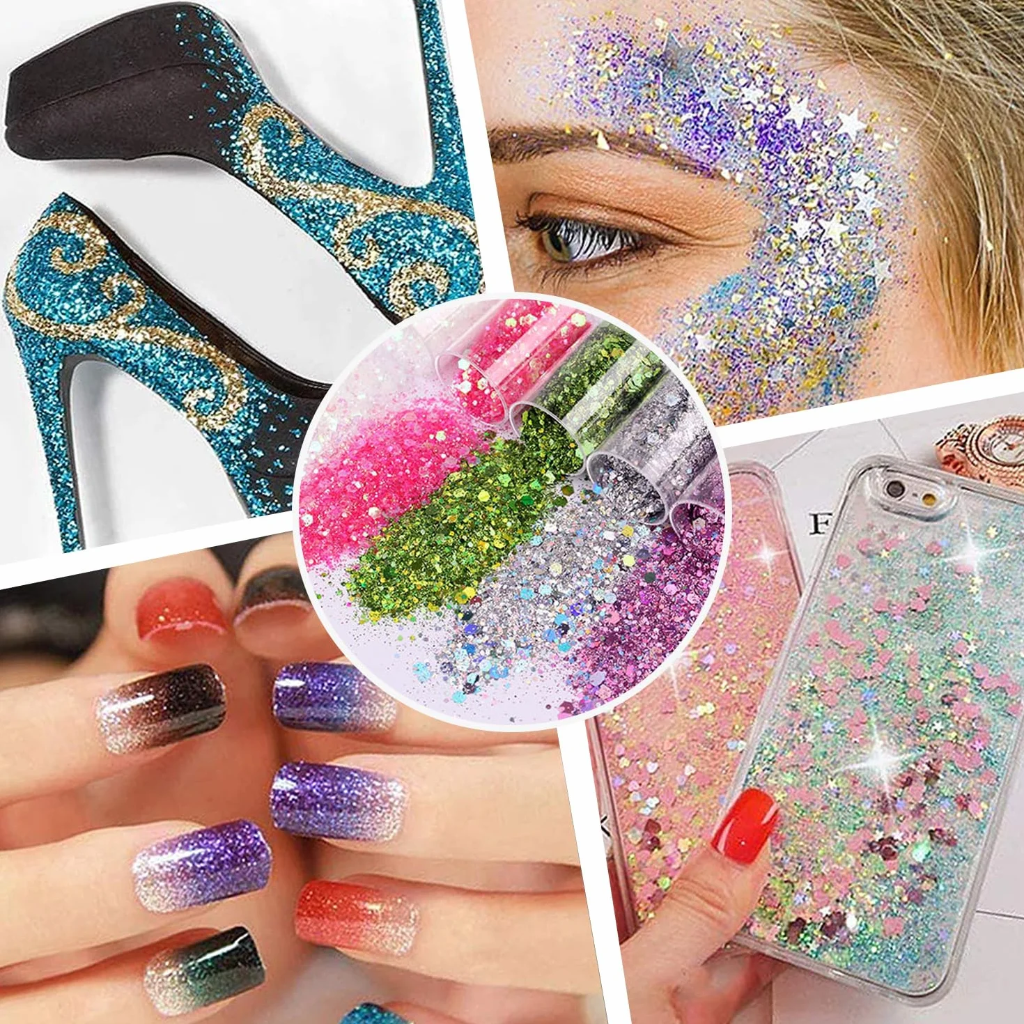 Nuangoo Poudre Brillante 32 Couleurs Paillettes Fines pour Art & Craft, Nail Art, Maquillage