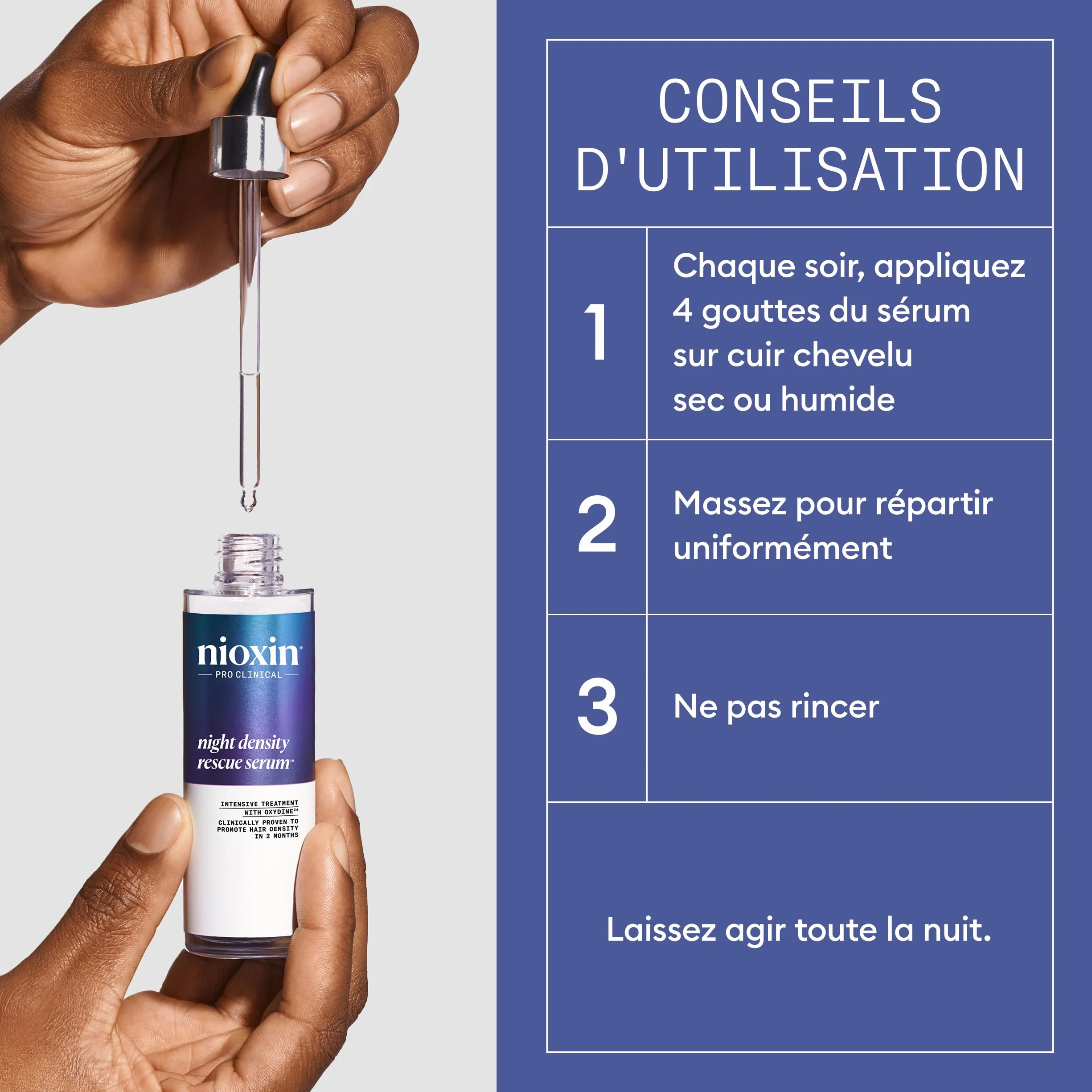 NIOXIN Night Density Rescue Serum - Sérum de Nuit Épaississant Booster de Croissance - Enrichi en Gingembre et Caféine (70 ml)