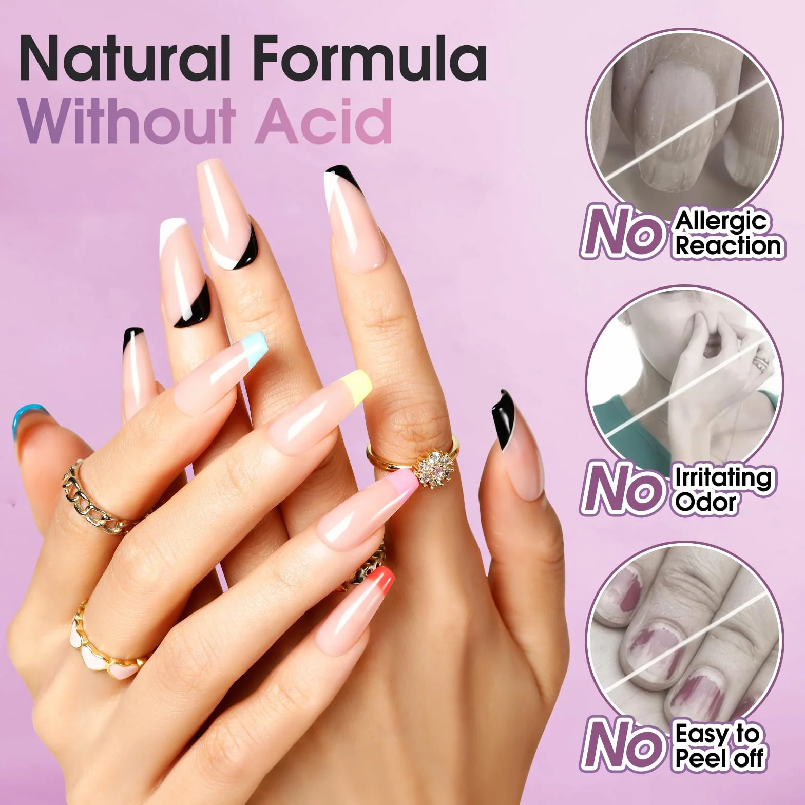 ROSALIND Nail Primer Déshydrateur Set 2x10ml Semi Permanent Vernis UV LED