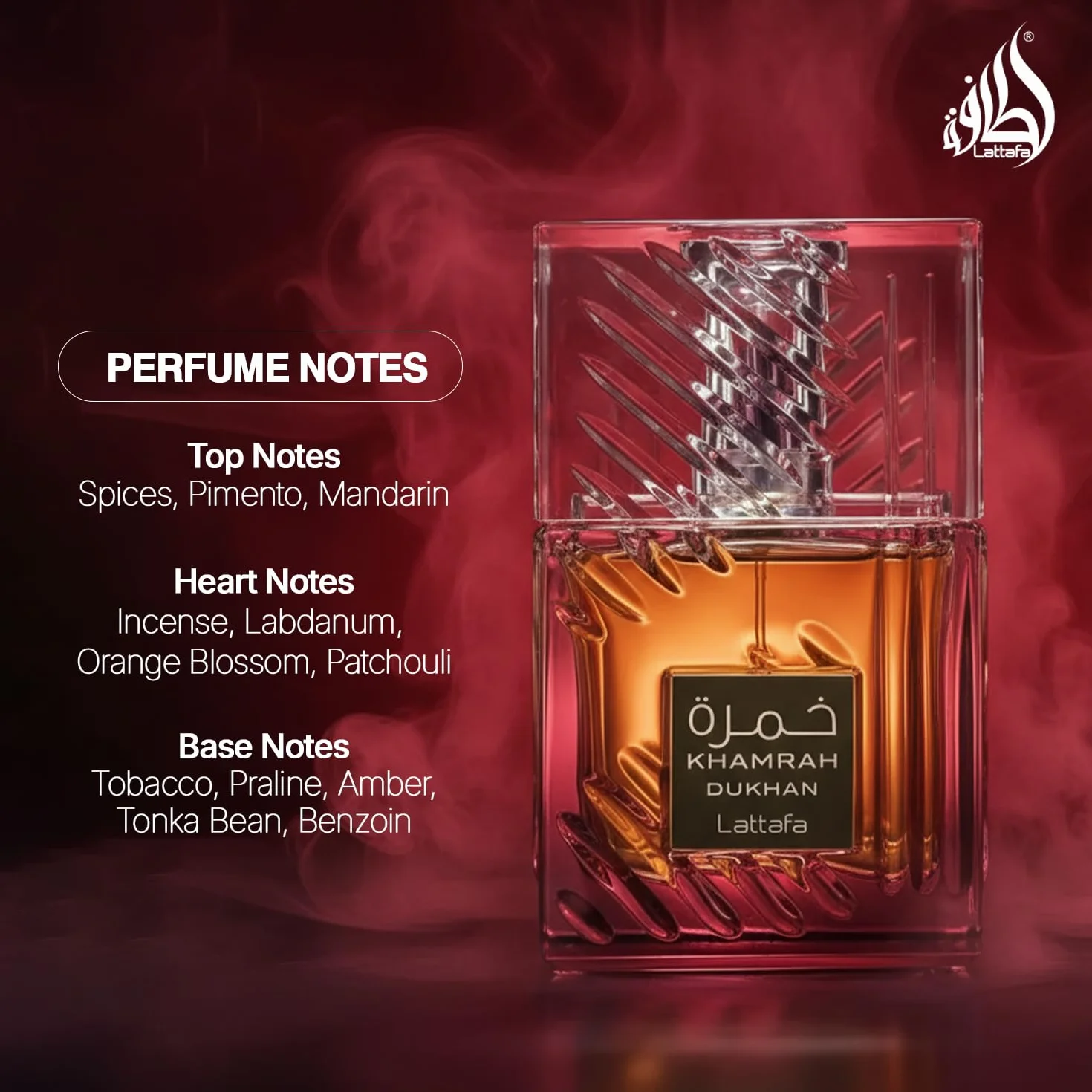 Khamrah Dukhan Eau de Parfum de Lattafa 100 ml - Eau de Parfum unisexe - Piment fumé et épicé
