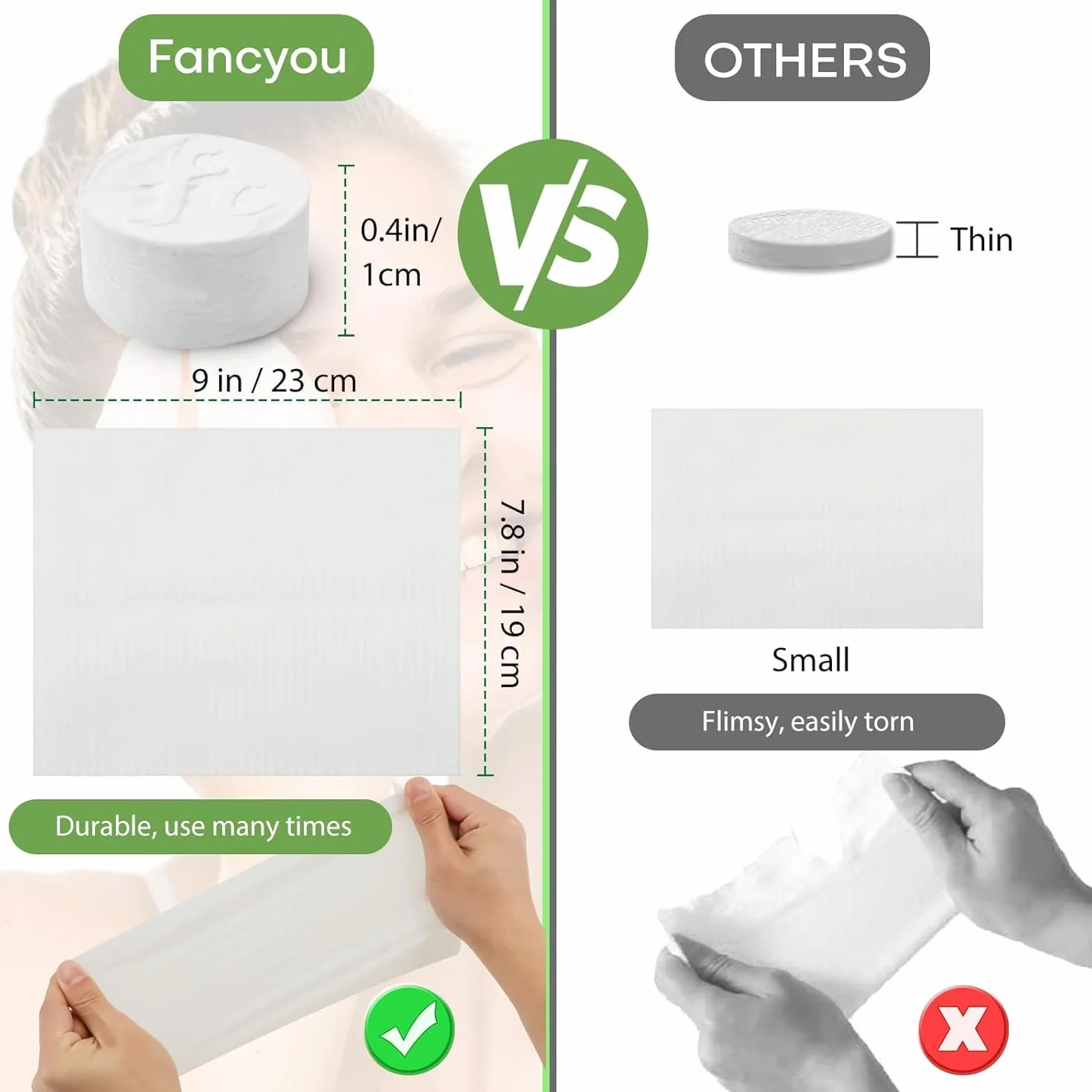 Serviette Compressée Biodégradable Jetable, Lingettes Ultra-douce, Mini Chiffons Absorbant, Torchon Voyage 100 Unité Vert