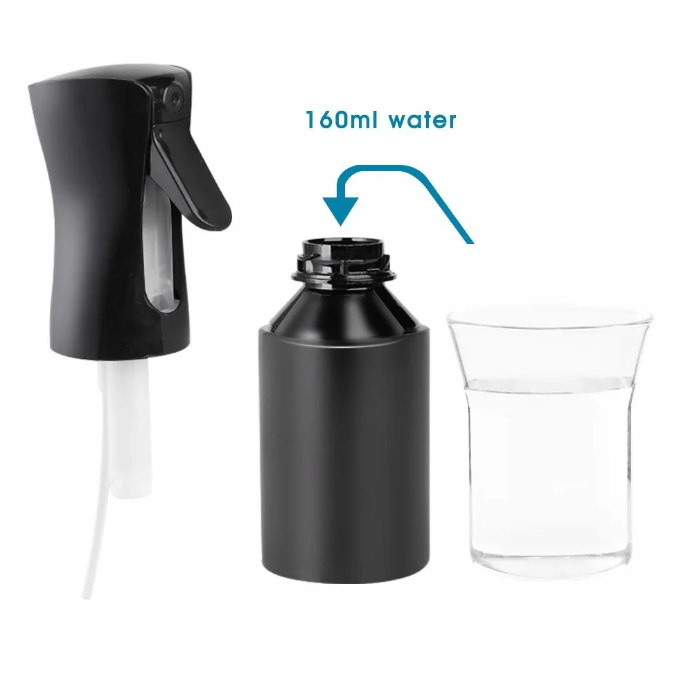 Flacon Spray Vide 160ML Noir - Pulvérisateur de Coiffure Bouteille Brumisateur Eau PET avec Poignée 360°
