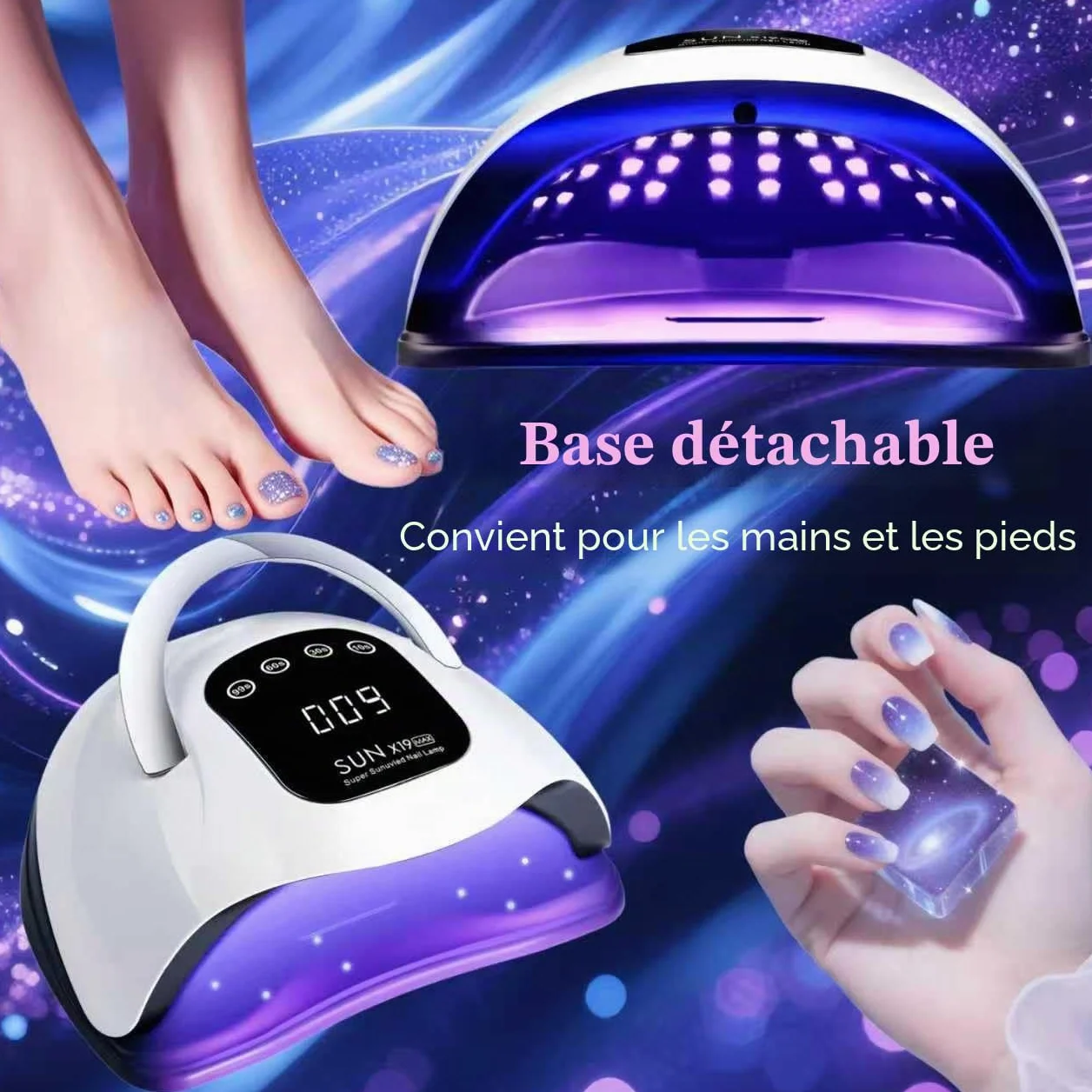 Lampe à Ongles UV LED 320W avec 72 Perles, Séchoir à Vernis Gel avec Capteur Automatique & 4 Minuteries, Professionnel pour Ongles des Mains et Pieds