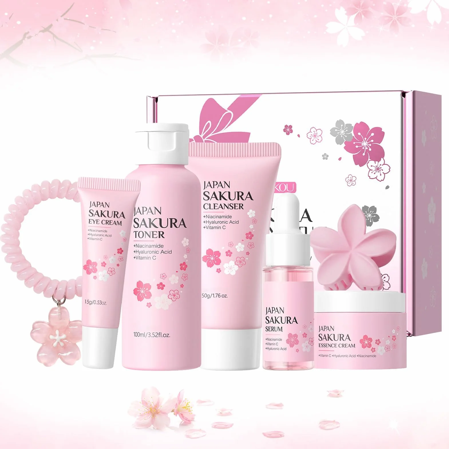 Sakura Coffret Cadeau de Soins de la Peau 7 Pièces pour Femmes
