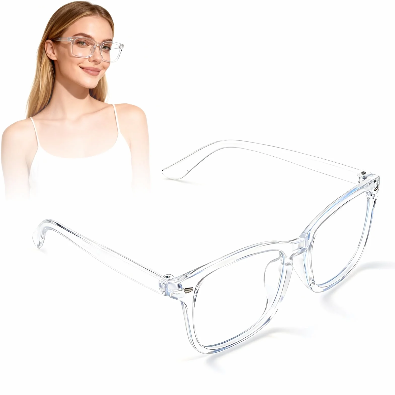 Lunettes Anti Lumière Bleue Homme Femme Protection Fatigue Oculaire Filtre UV400 Transparent pour Écran PC TV Smartphone