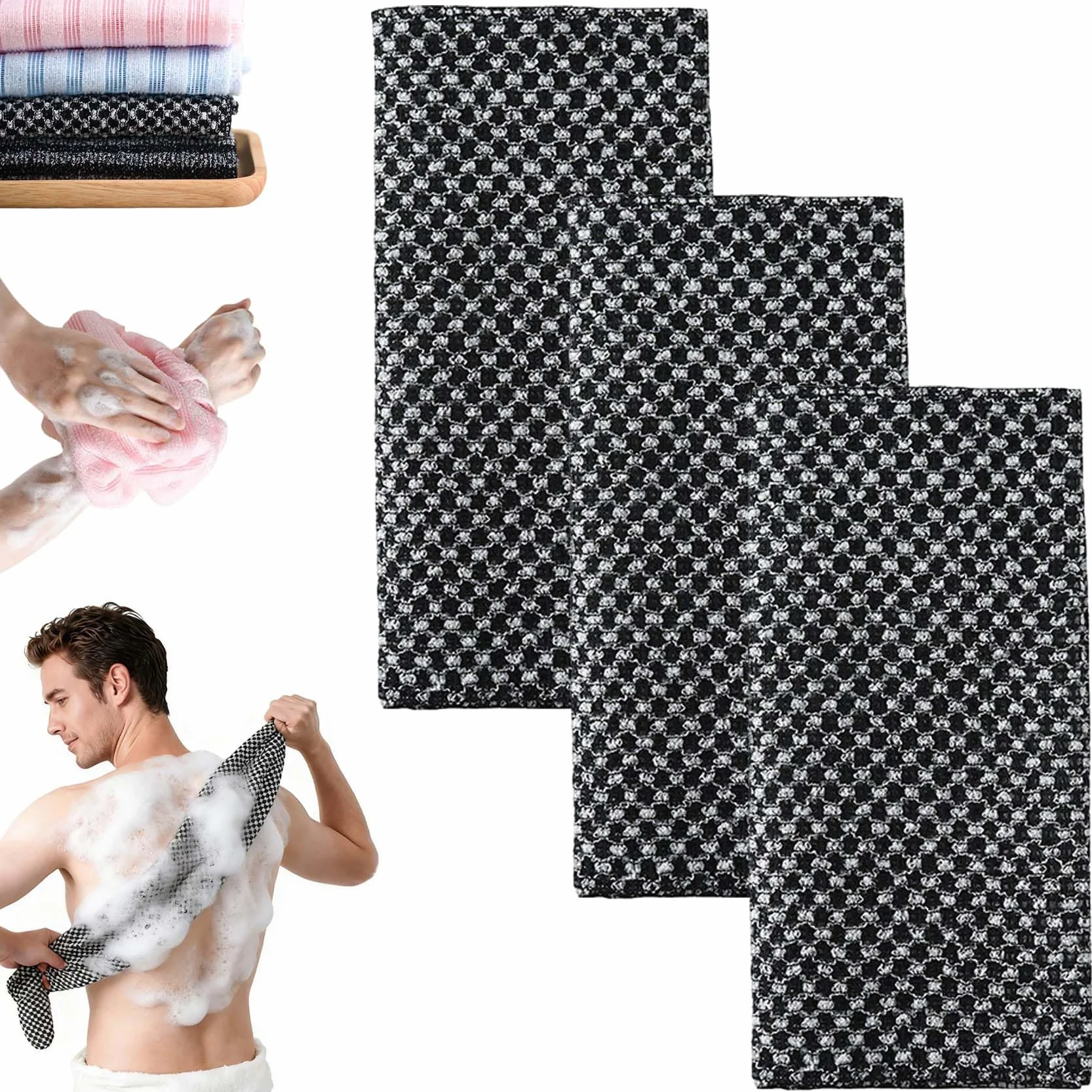 Serviette De Douche Exfoliante Ecovia, Séchage Rapide, Portable (3PC)