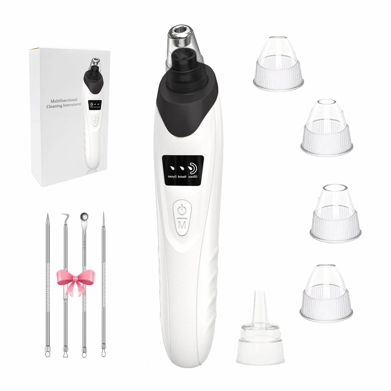 Extracteur de points noirs 2024, nettoyeur de pores du visage - 5 puissances d'aspiration, 5 sondes - Kit d'aspirateur électrique rechargeable par USB pour adultes