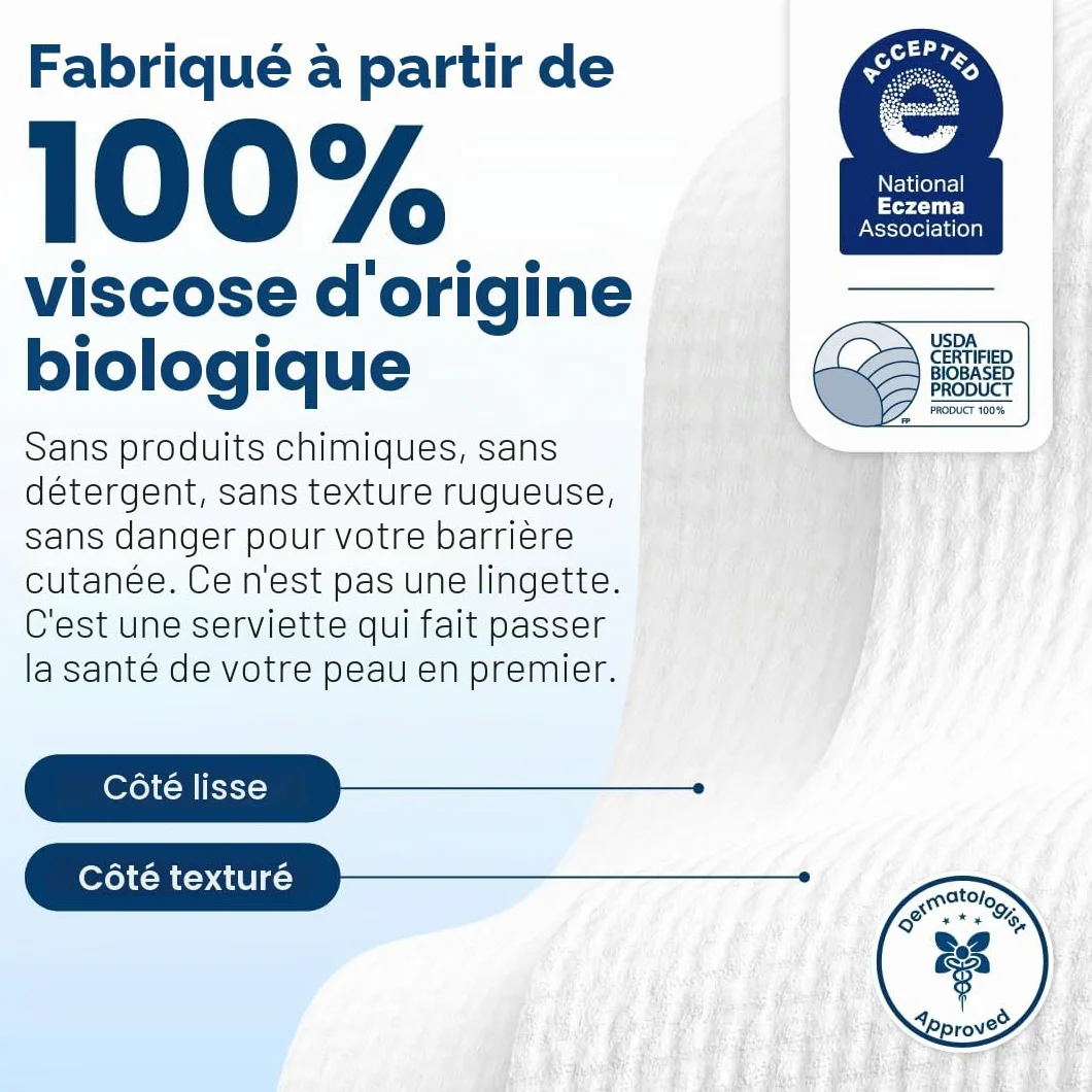 Clean Skin Club Clean Towels XL® Lingettes Visage 100% Biosourcées USDA Jetables Ultra-Douces Démaquillantes 50 Pièces