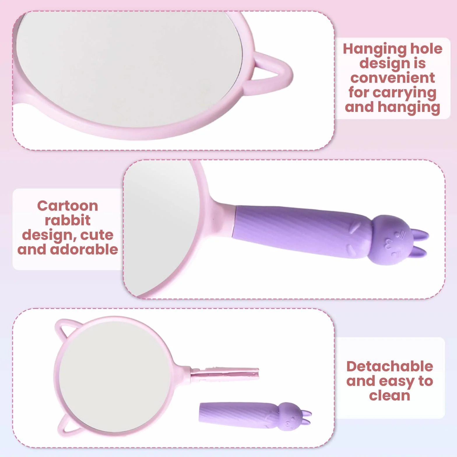 Miroir à Main Professionnel avec Poignée, Miroir Maquillage Portable pour Salon de Beauté (Marron Café)