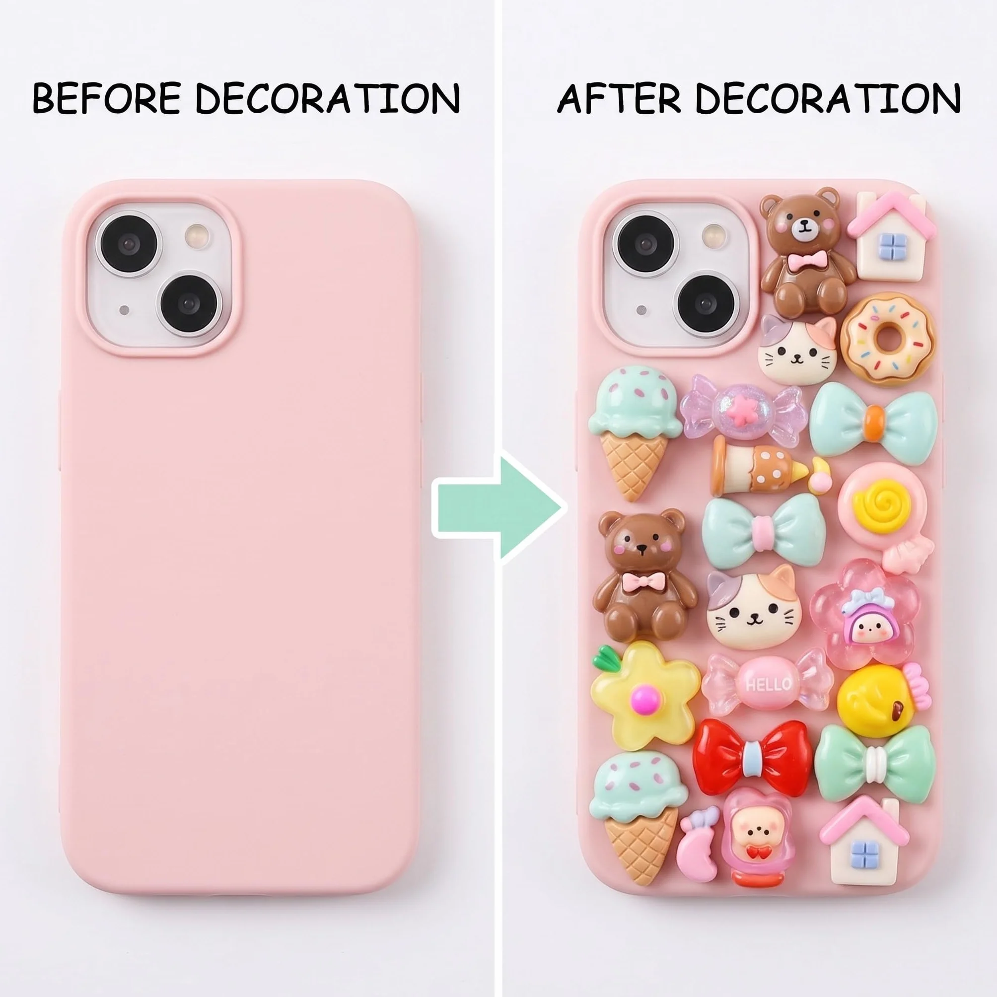 Kit 60 Pièces Mini Breloques en Résine Kawaii à Dos Plat, Objets Mignons pour DIY Créatif, Nail Art & Slime