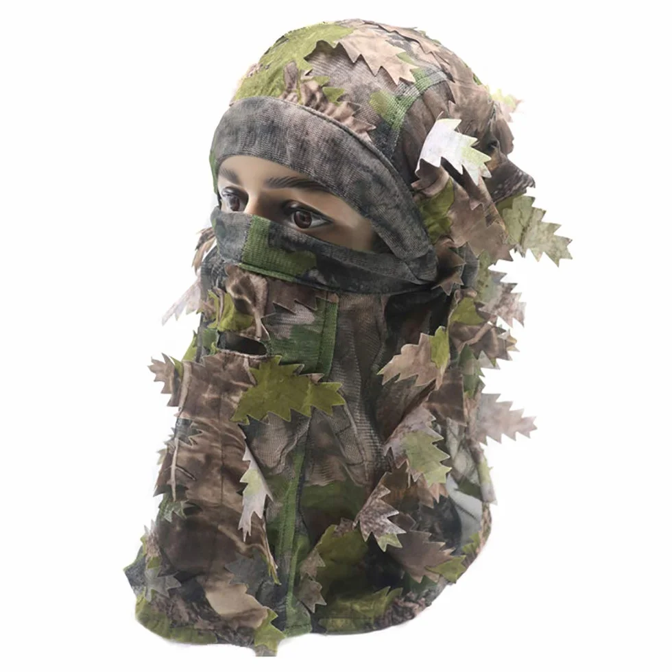 Cagoule 3D camouflage feuilles masque intégral chasse tir cyclisme