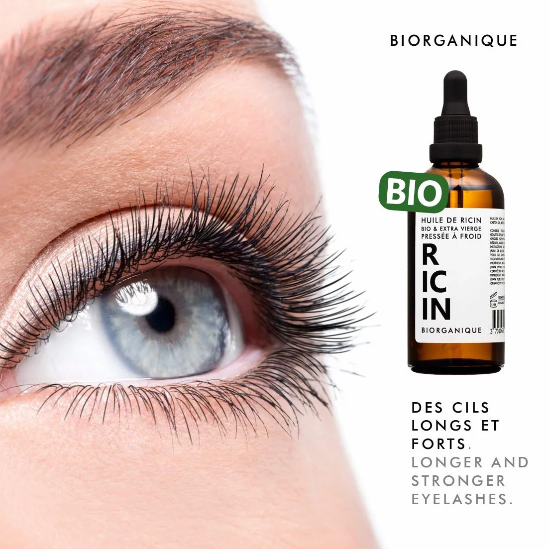 Huile de Ricin 100% Bio Pure 50 ml Soin Cheveux Cils Ongles Peau
